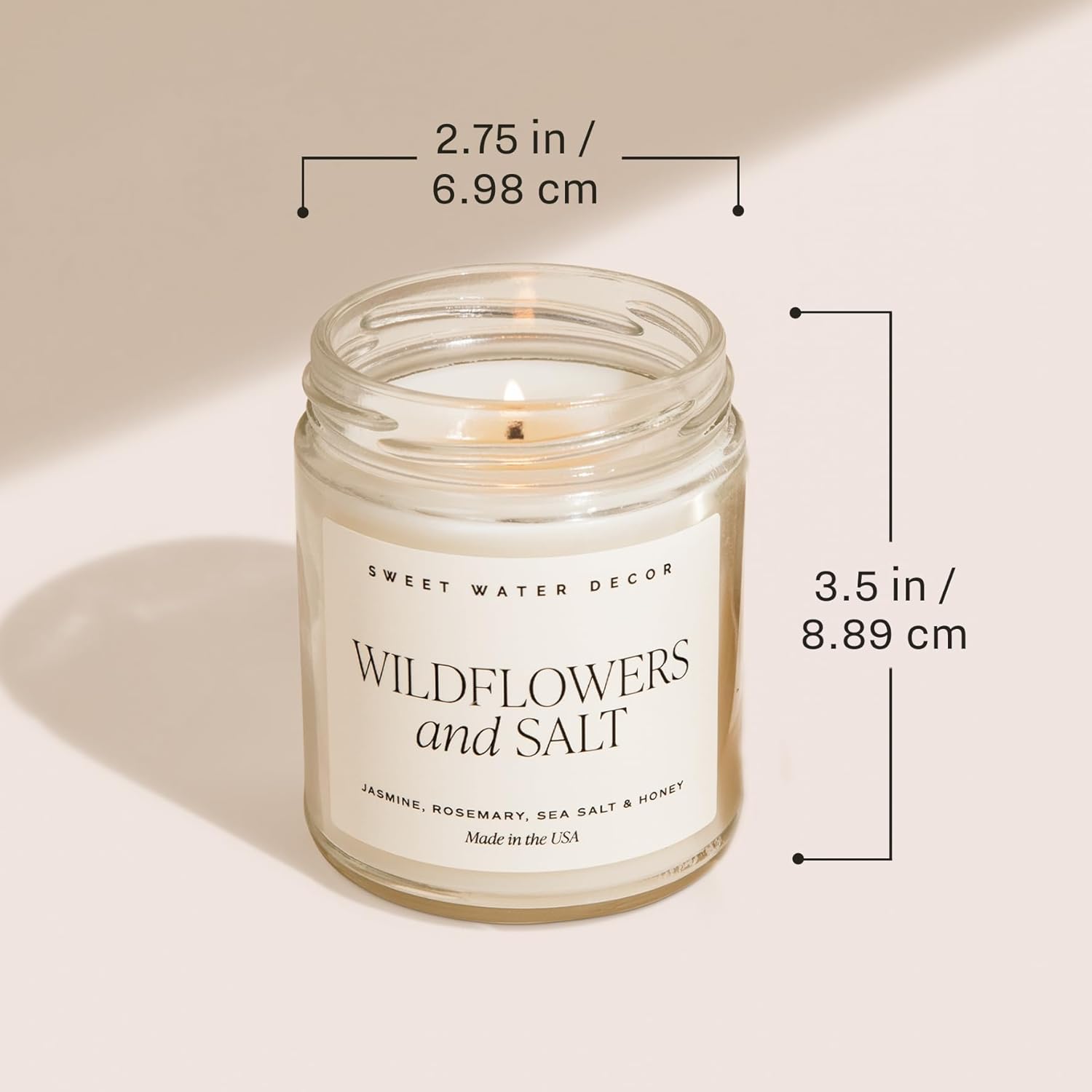 Sweet Water Decor 9oz Cashmere Vanilla Soy Candle with Lid, Jasmine Sandalwood Scent, 40+ Hour Burn Time - Image 6