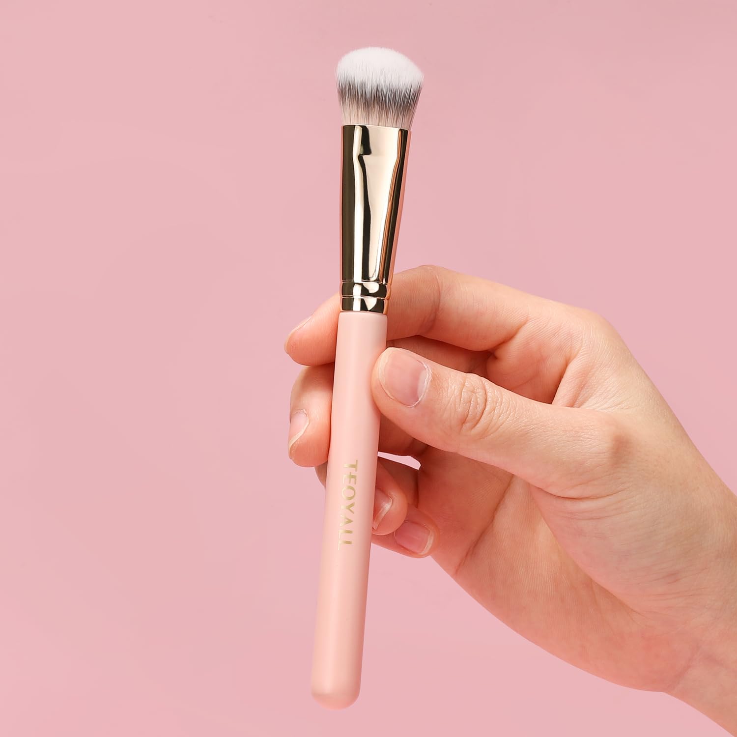 TEOYALL Medium Flat Angled Synthetic Concealer Bronzer Brush for Liquid Cream - Image 5