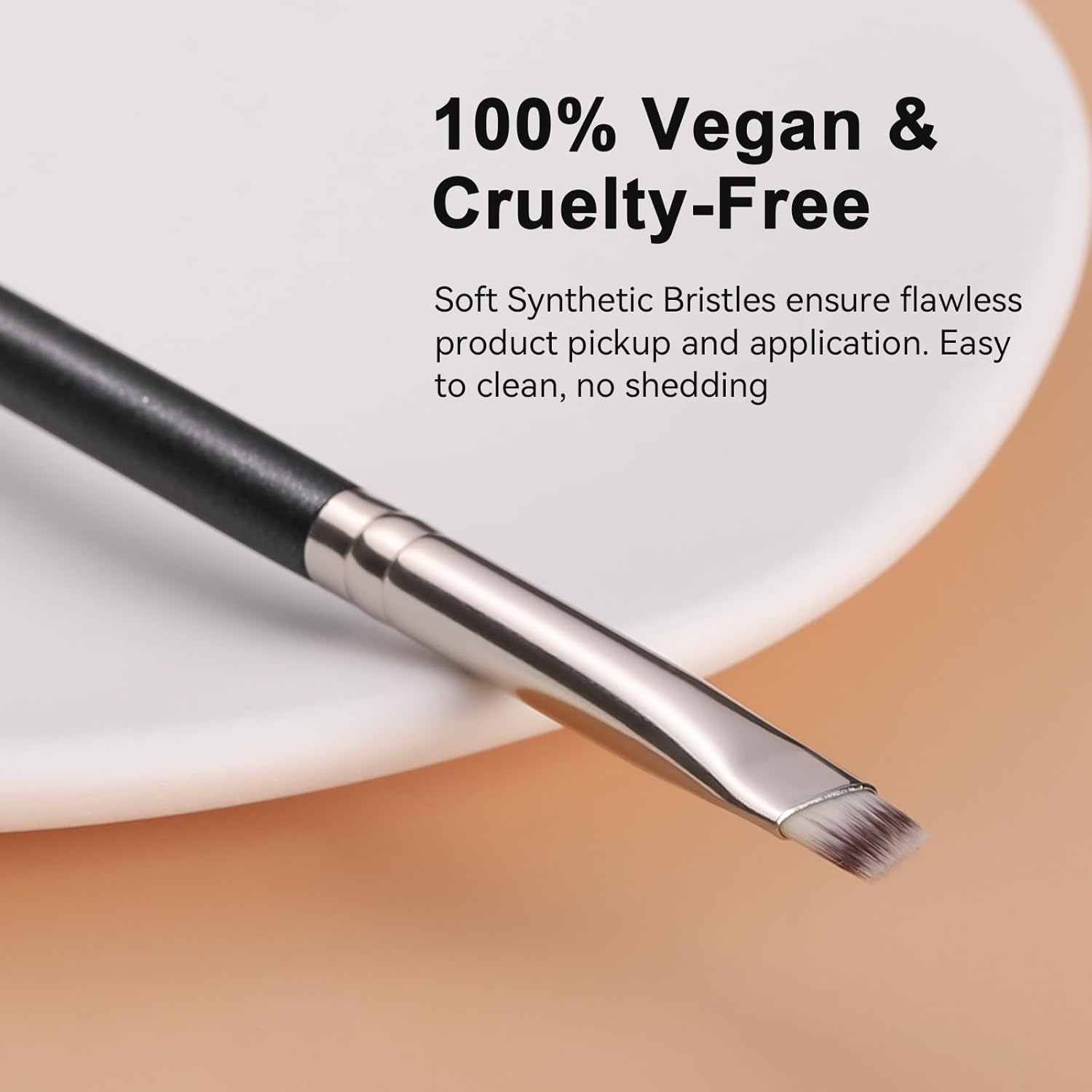 TEOYALL Professional Flat Angled Eyeliner Brush with Soft Synthetic Bristles for Eyebrows and Eyeliner - Image 2