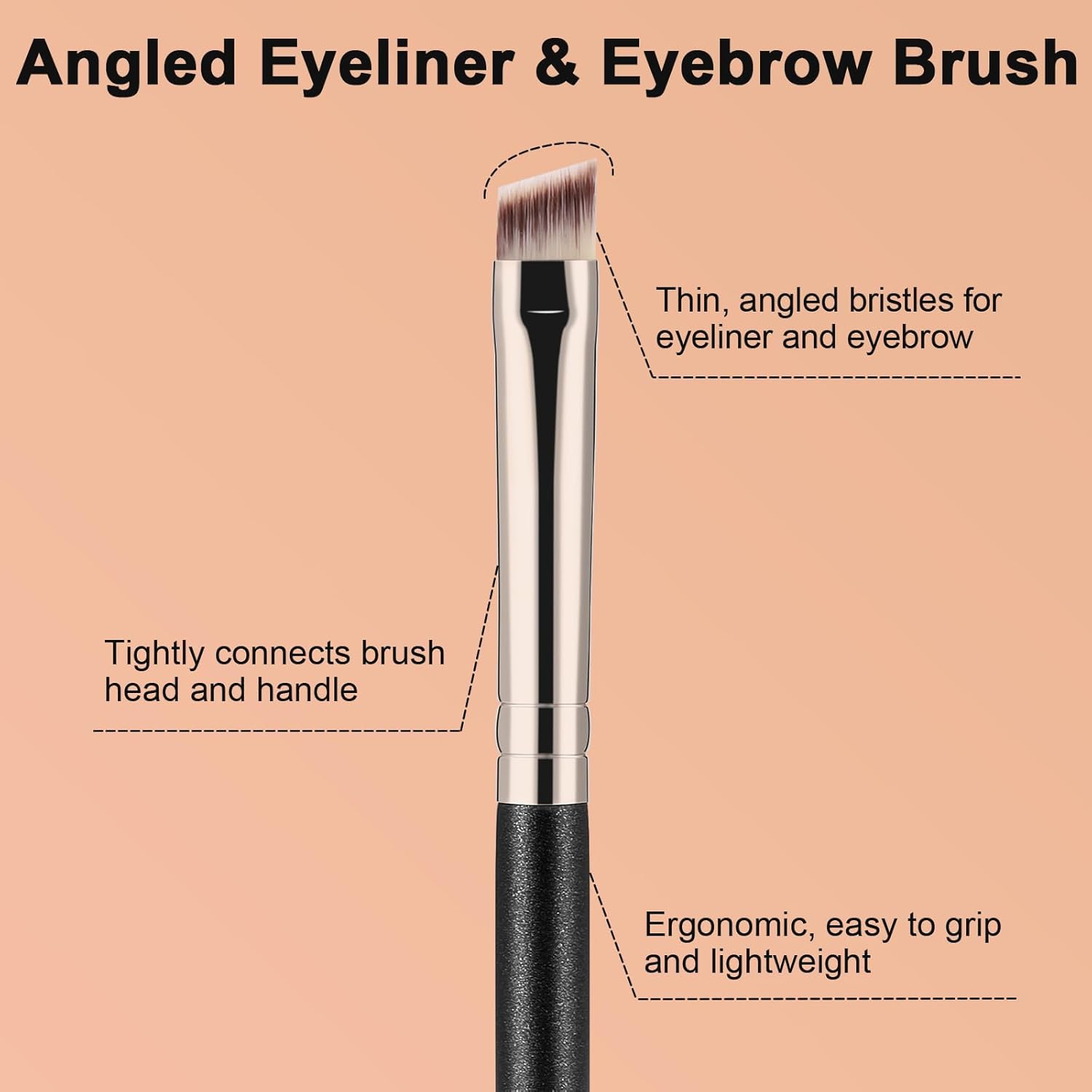 TEOYALL Professional Flat Angled Eyeliner Brush with Soft Synthetic Bristles for Eyebrows and Eyeliner - Image 3