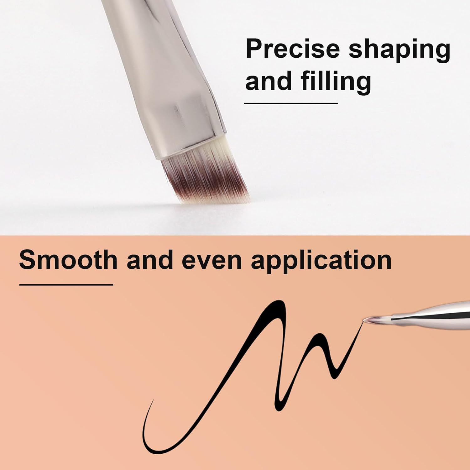 TEOYALL Professional Flat Angled Eyeliner Brush with Soft Synthetic Bristles for Eyebrows and Eyeliner - Image 4
