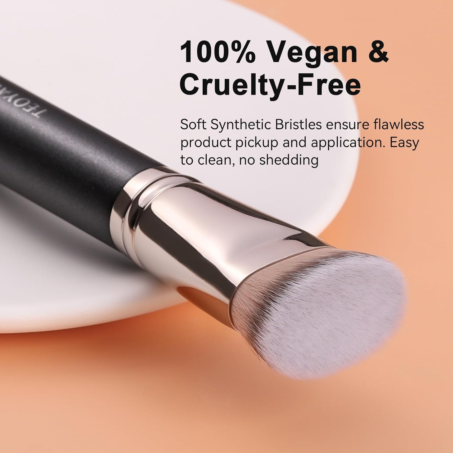 TEOYALL Flat Top Contour Brush Soft Dense Synthetic Bristles for Liquid Cream Contour - Image 2