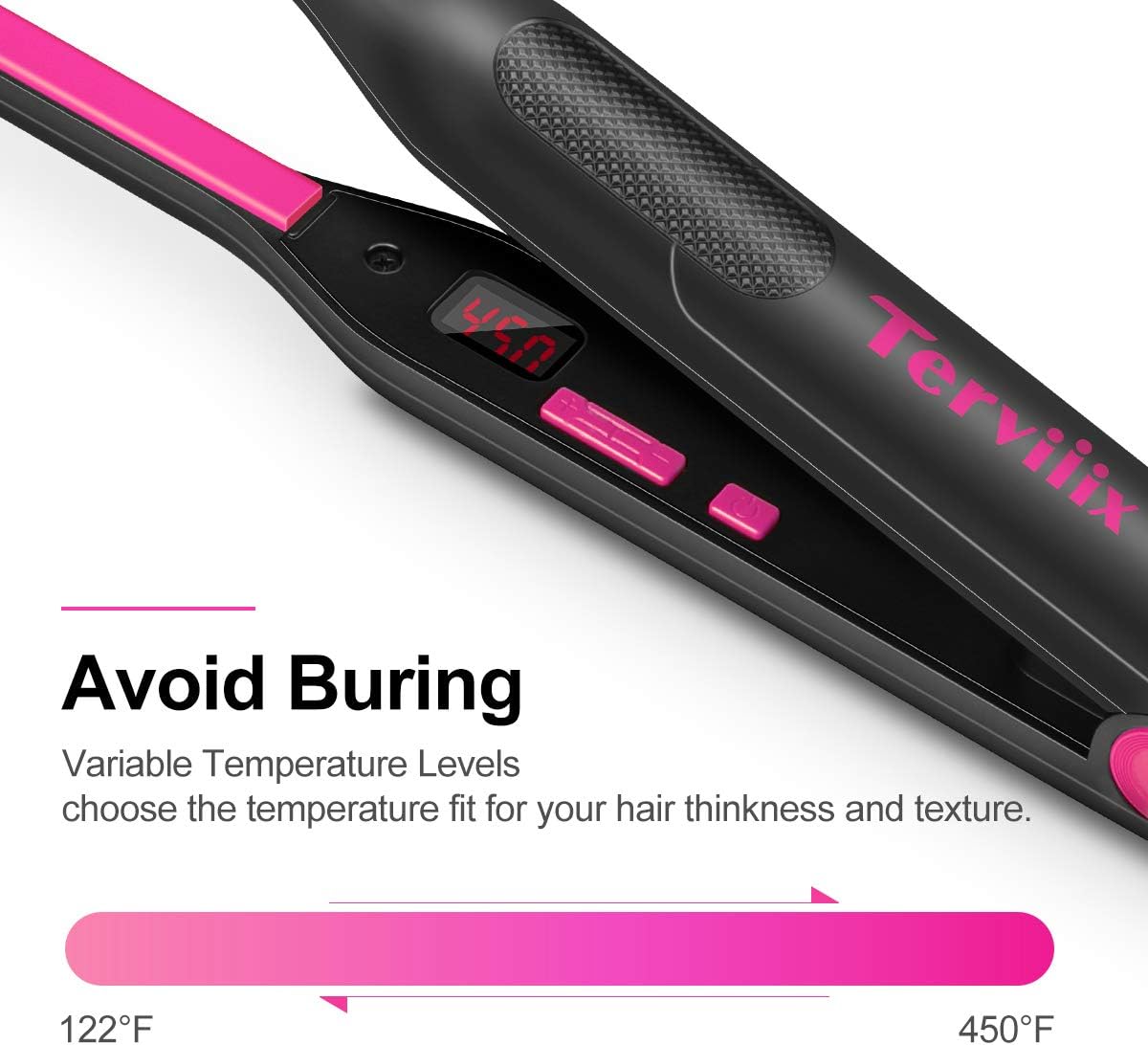 Terviiix 3/10 Inch Mini Flat Iron for Short Hair and Beards Adjustable Heat - Image 2