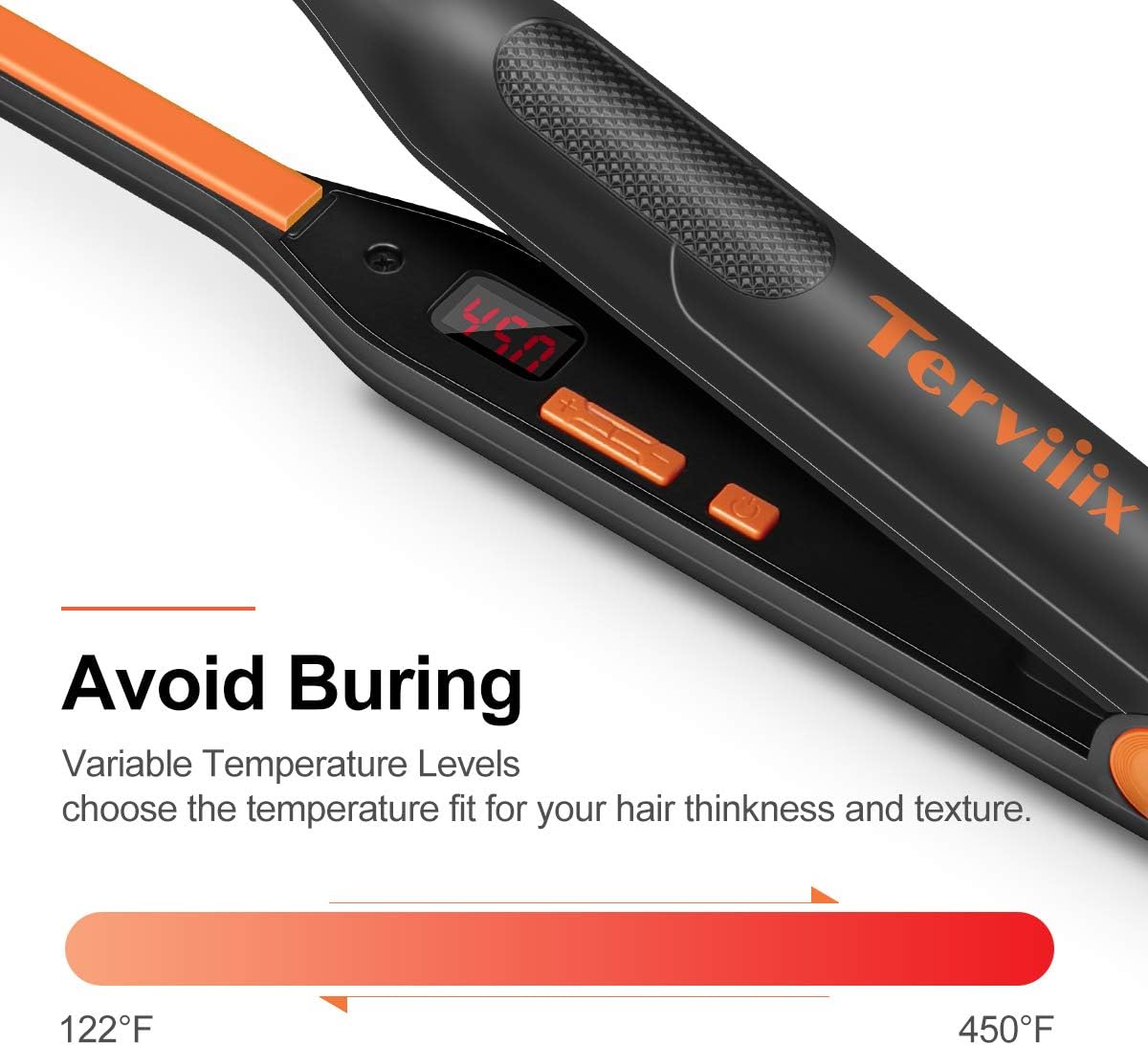 Terviiix 3/10 Inch Ceramic Small Flat Iron for Short Hair, Adjustable Temperature, Dual Voltage - Image 2