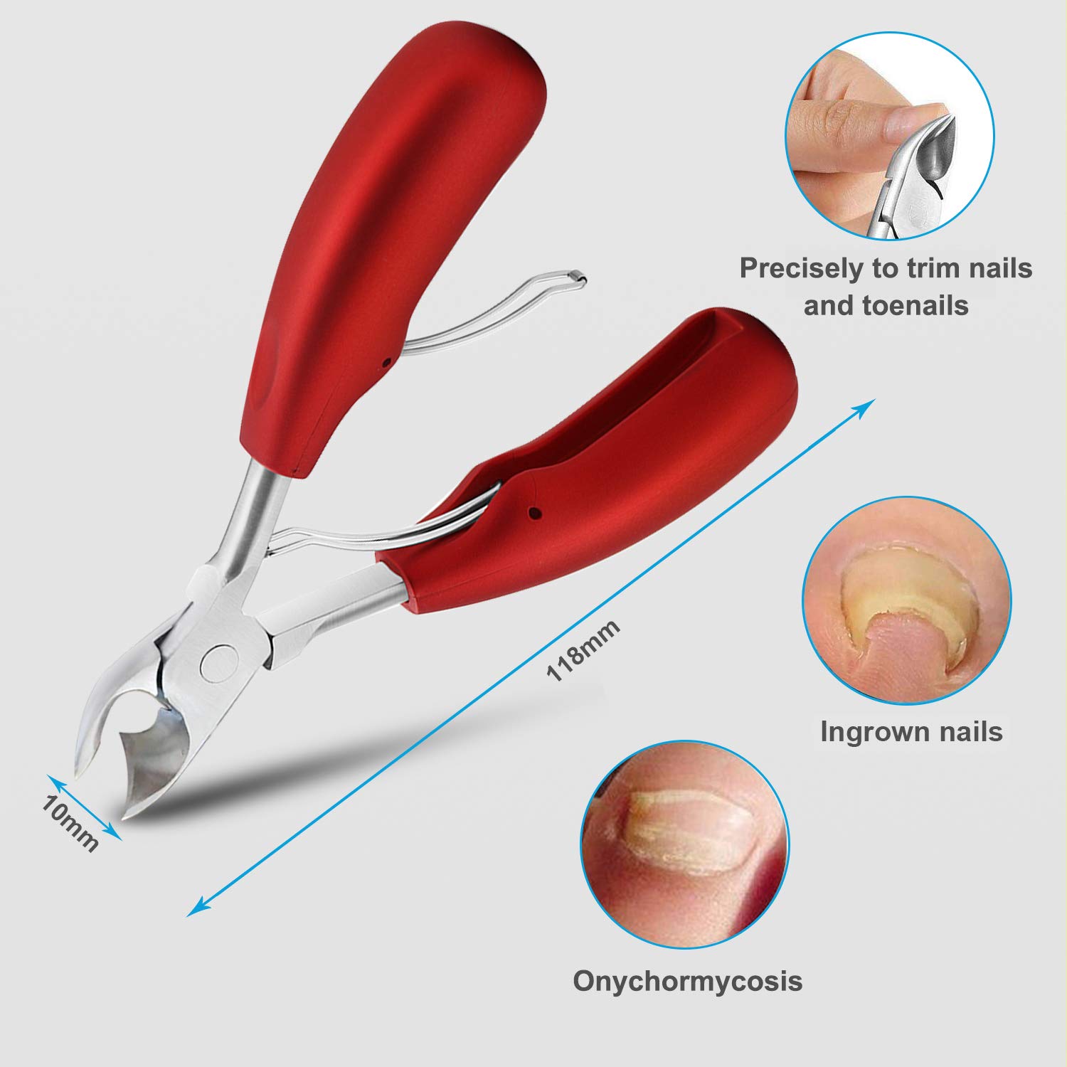 Extra Thick Surgical Grade Stainless Steel Toenail Clippers for Ingrown Nails, Men and Seniors - Image 3