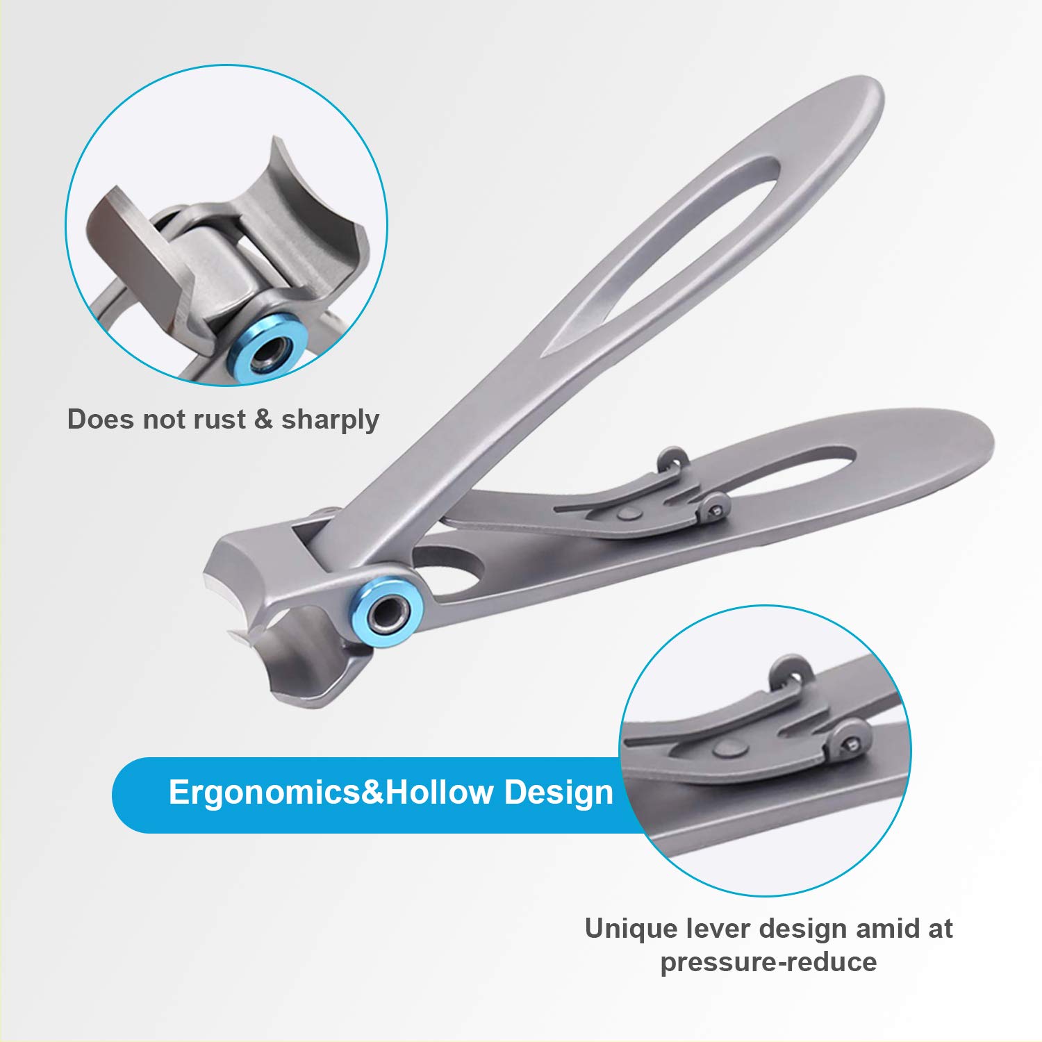 Extra Thick Surgical Grade Stainless Steel Toenail Clippers for Ingrown Nails, Men and Seniors - Image 4