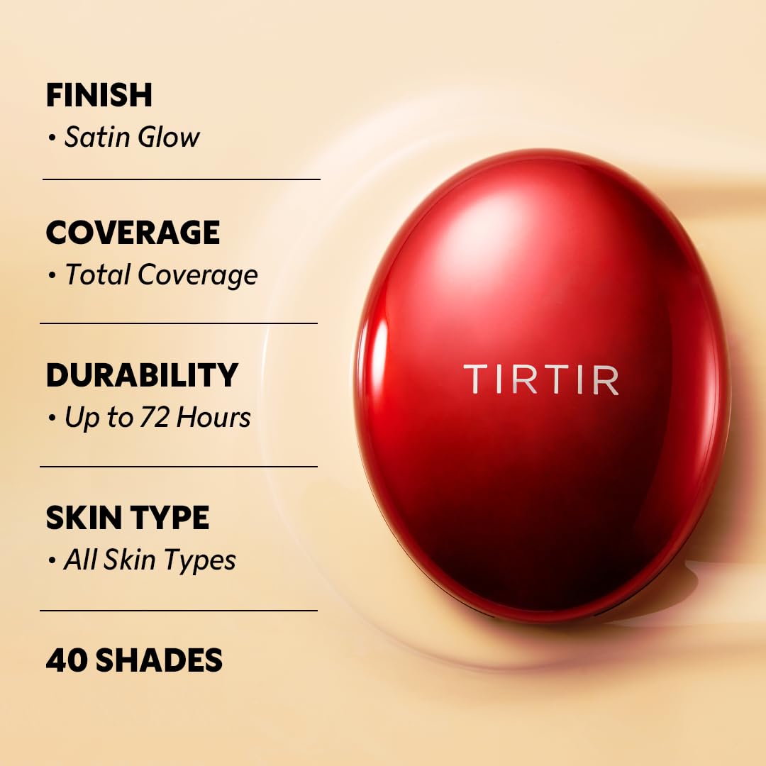 TIRTIR Mask Fit Red Cushion Foundation 25N Mocha, 0.63 Fl Oz, Lightweight Buildable Coverage - Image 4