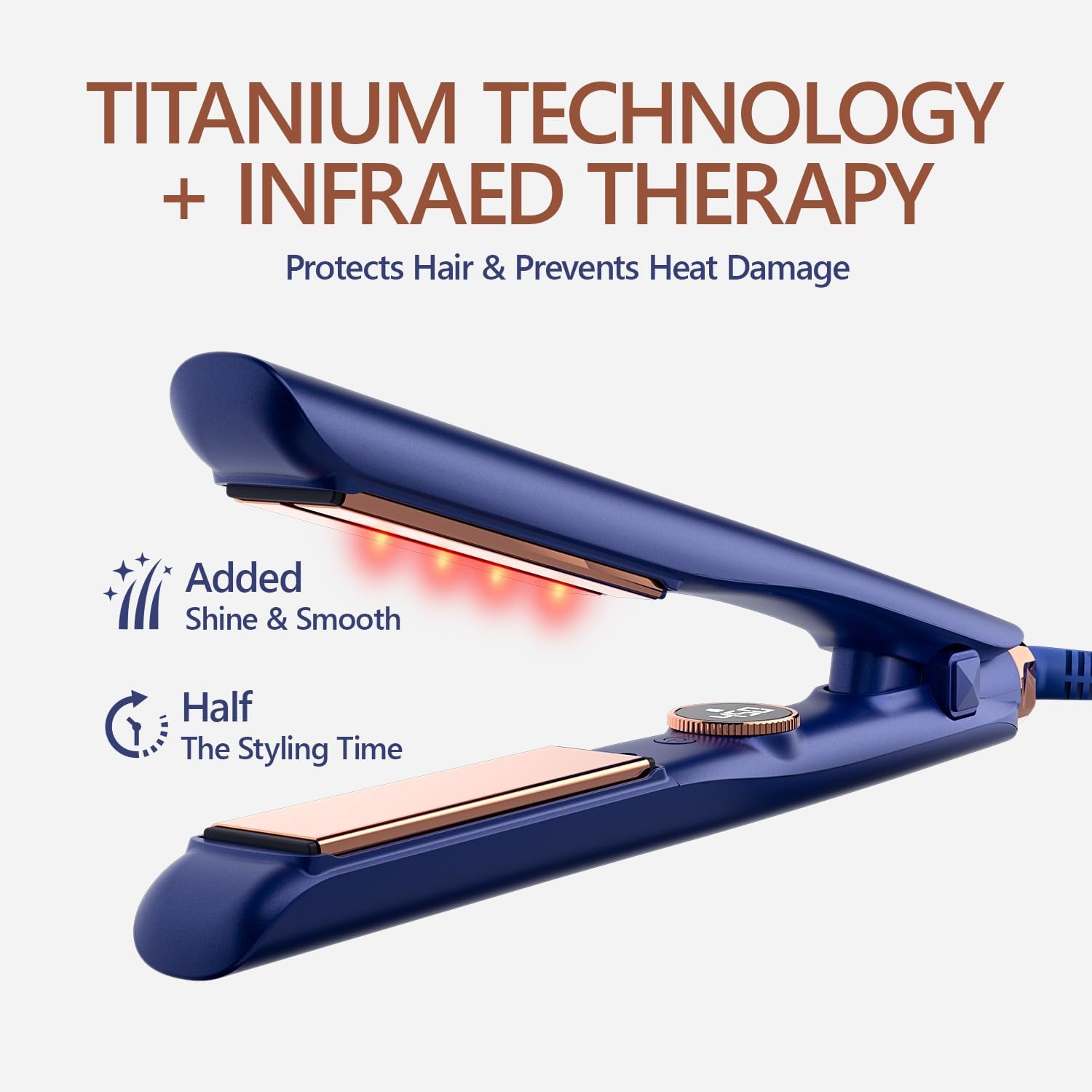 MIRACOMB 1-inch Professional Titanium Flat Iron Hair Straightener with Infrared and Digital Heat - Image 3