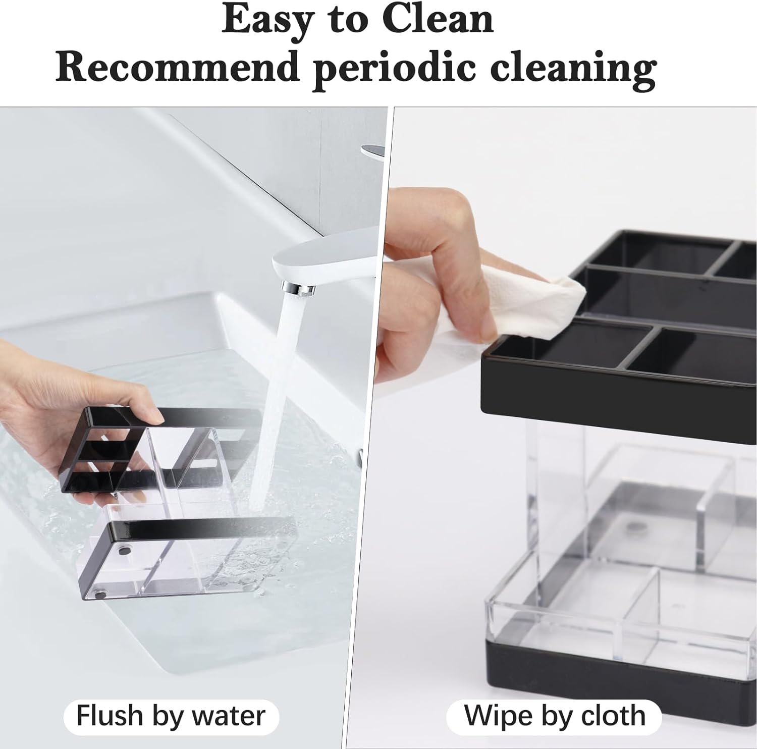 Toothbrush Holder Set for Bathroom Countertop Organizer with 5 Slots for Family Kids Black - Image 5