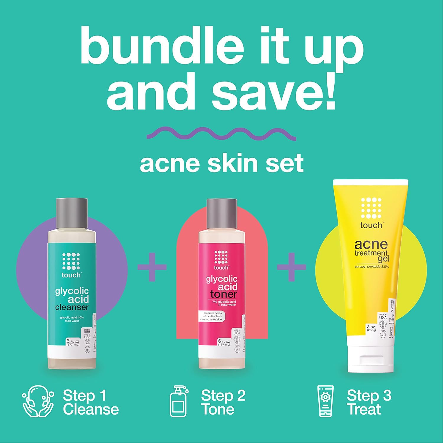Touch Benzoyl Peroxide 2.5% Gel Cream for Acne Treatment - 8 oz Clear Lightweight Formula for Adults and Teens - Image 6