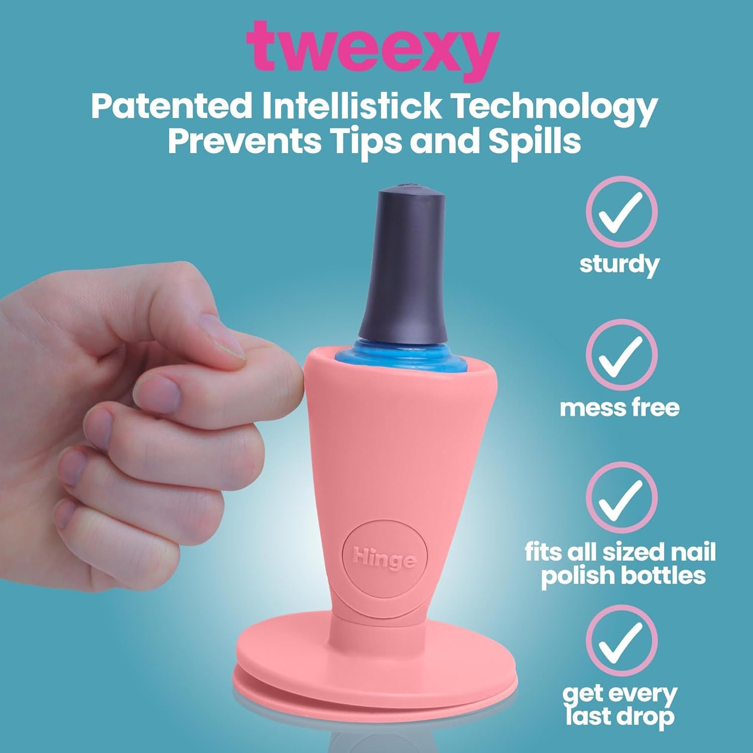 Tweexy Blush Nail Polish Holder Anti-Spill Stand with Airlock Suction - Image 2