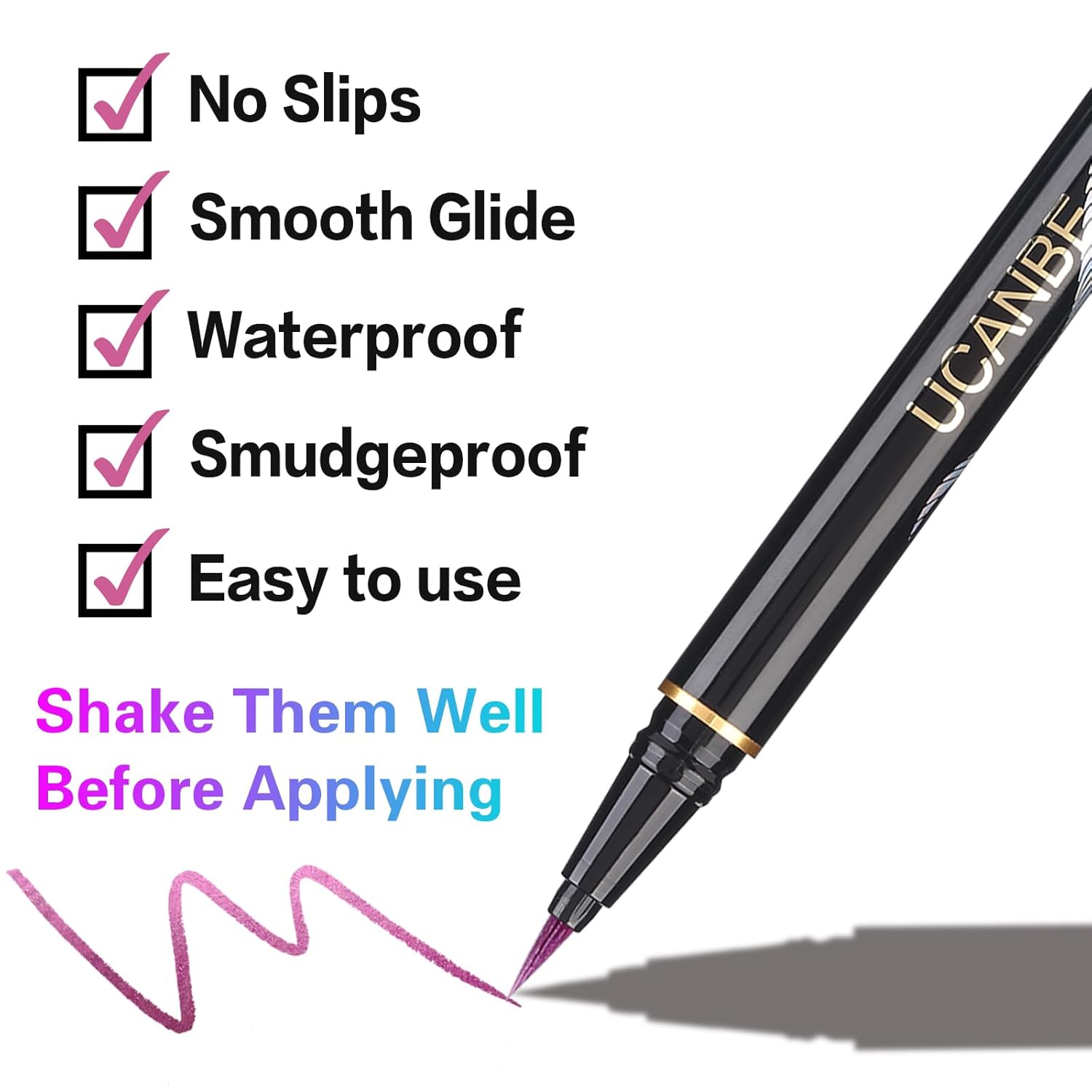 UCANBE 3 Color Metallic Waterproof Liquid Eyeliner Set - Smudgeproof Gift Kit for Women - Image 3