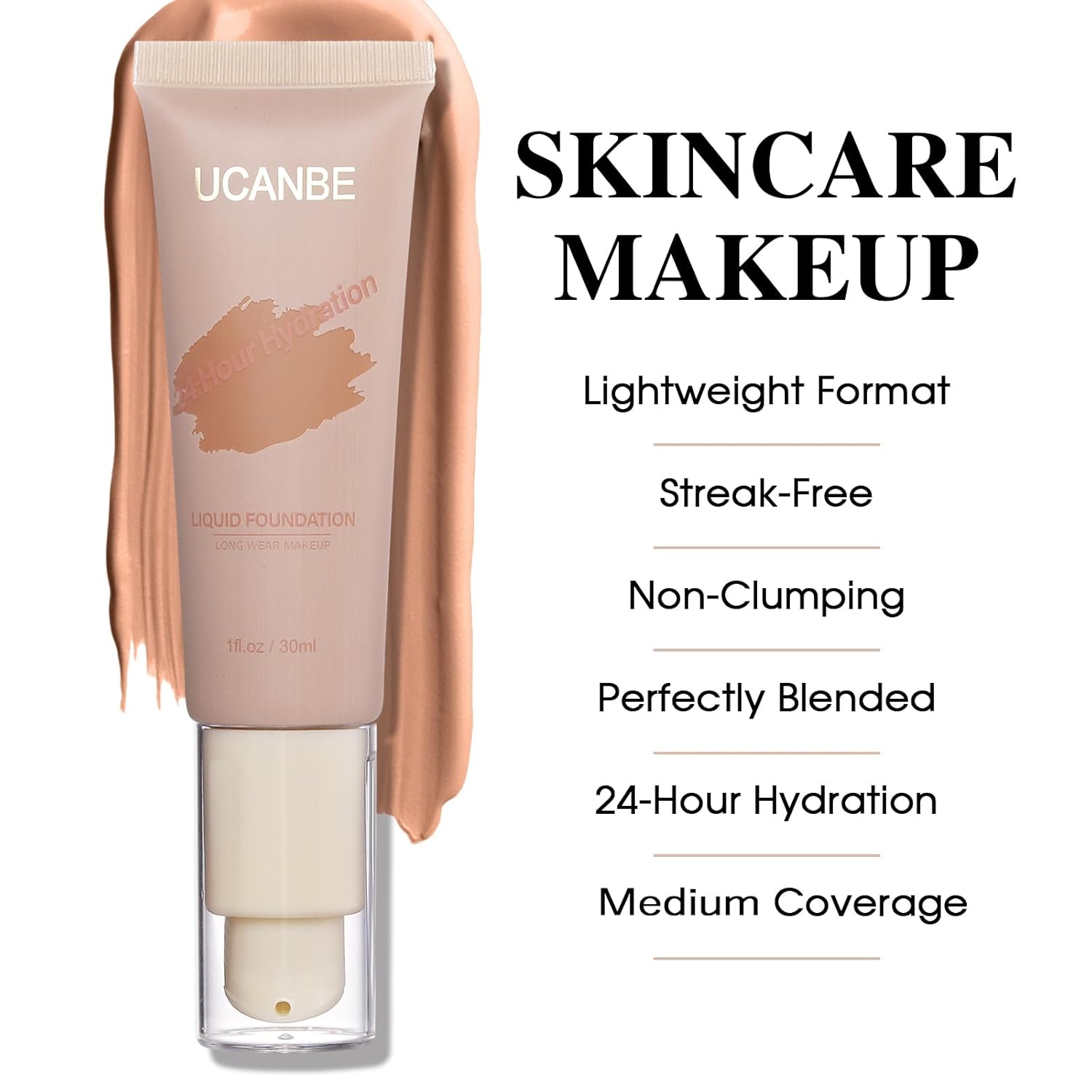 UCANBE Classic Tan Matte Liquid Foundation 1 fl oz with Brush for Mature Skin - Image 3