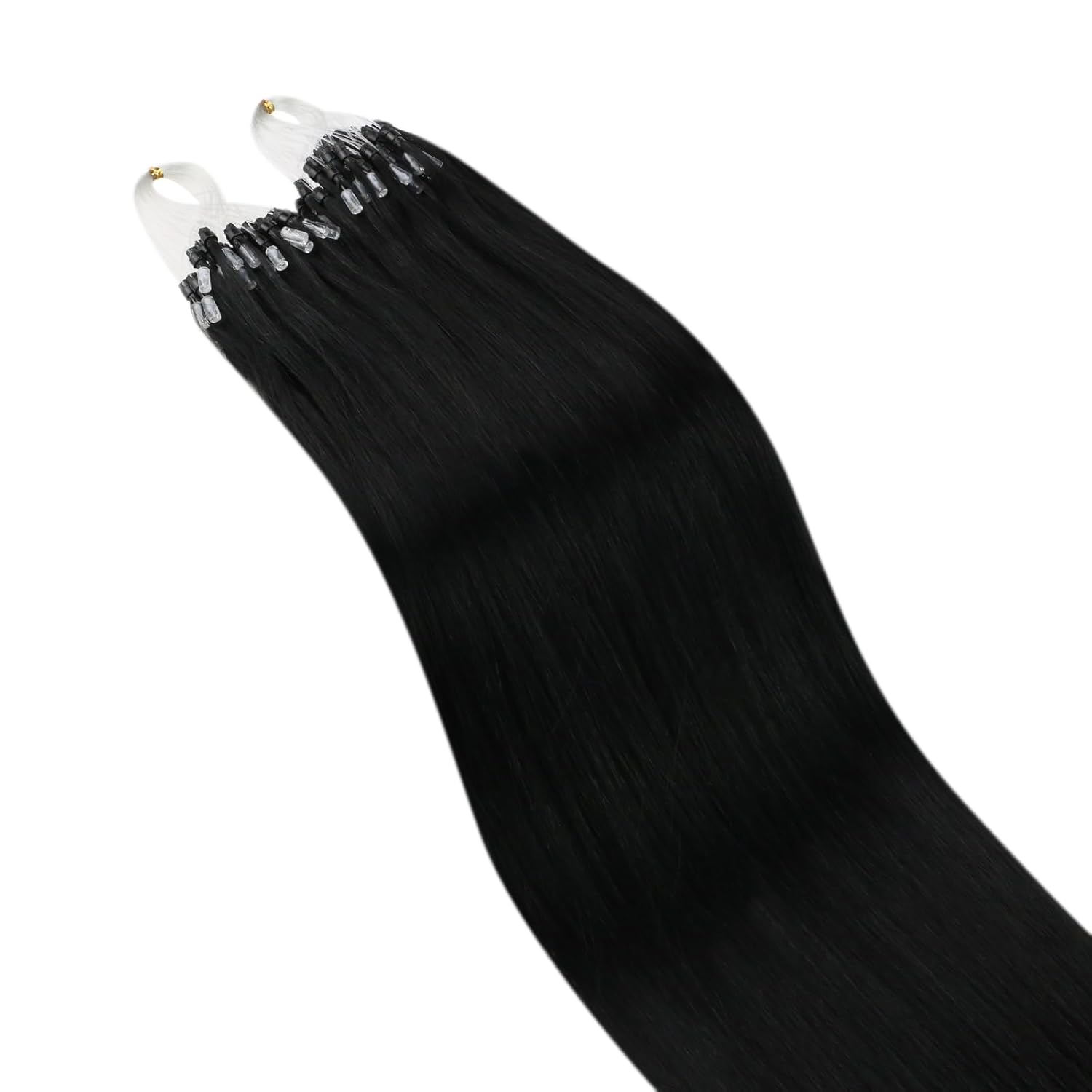 Ugeat 20 Inch Micro Bead Hair Extensions Real Human Hair Jet Black 50 Strands 1g/s - Image 5