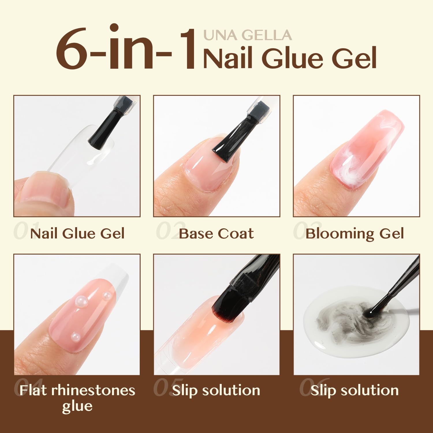 UNA GELLA 6-in-1 15ml Gel Nail Glue for Clear Acrylic and Soft Gel Tips - Image 7