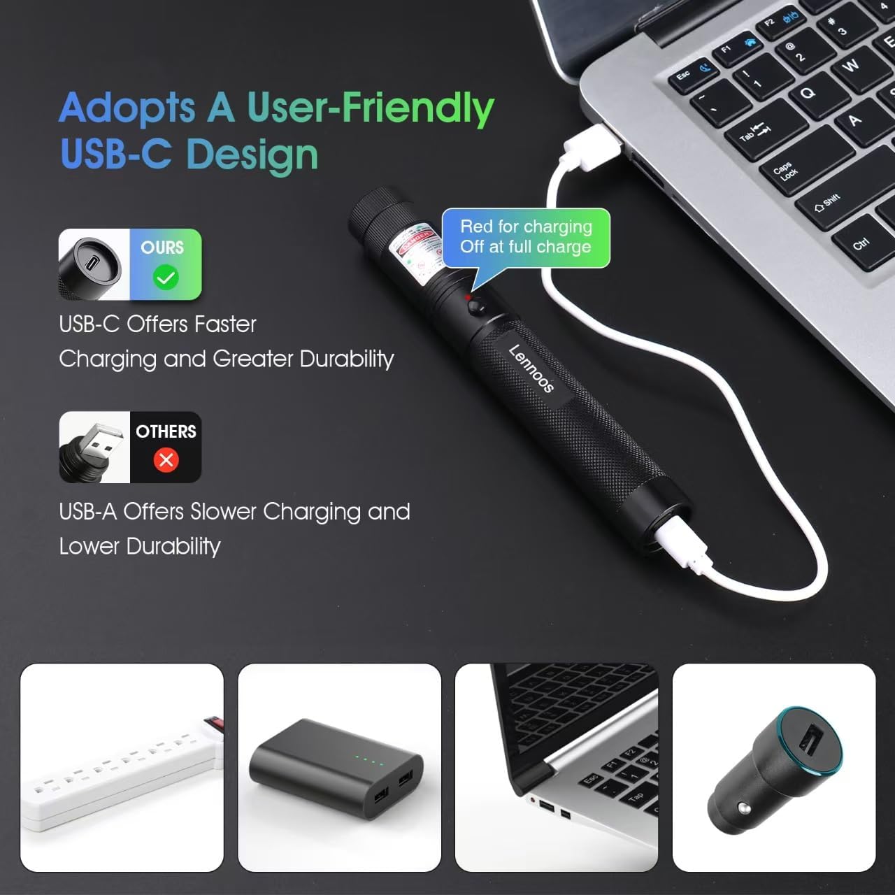 USB-C Rechargeable Green Laser Pointer with Star Cap for Astronomy and Presentations - Image 5