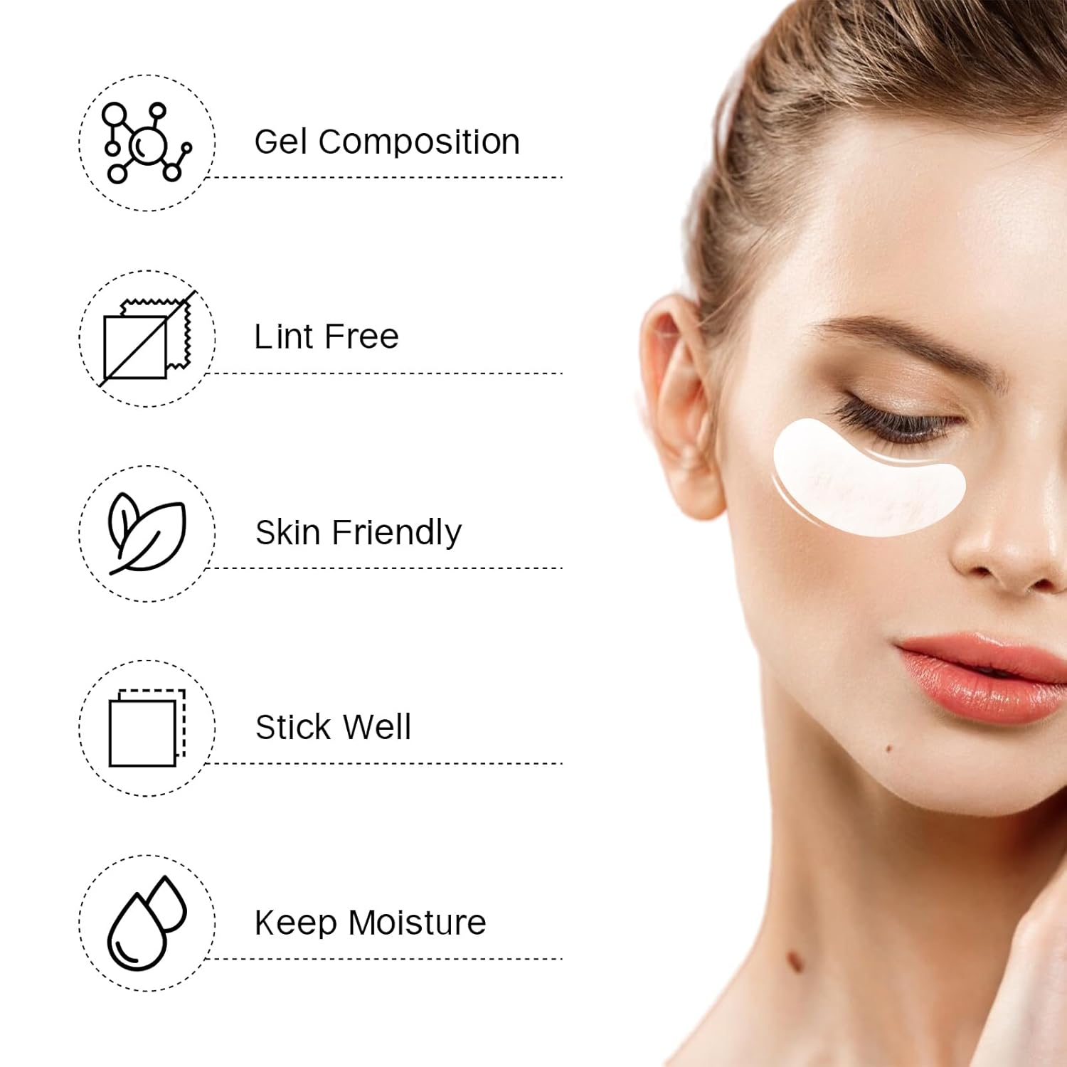 Vaincre 120 Pairs Hydrogel Under Eye Patches for Lash Extensions Lint-Free - Image 2