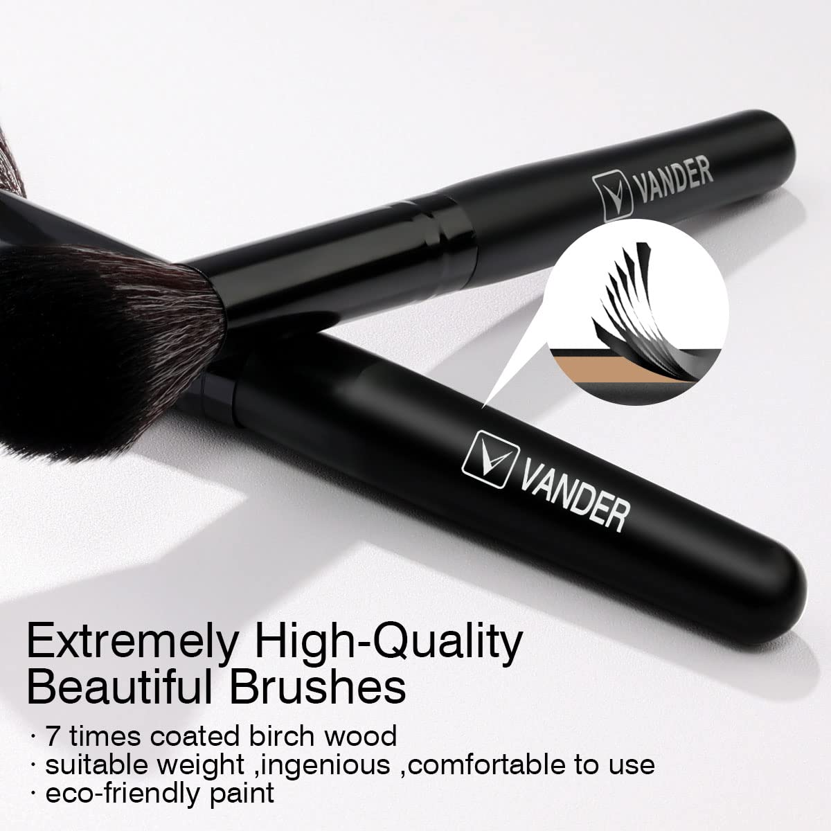 Vander 32-Piece Premium Synthetic Makeup Brush Set for Women and Girls, Black - Image 7