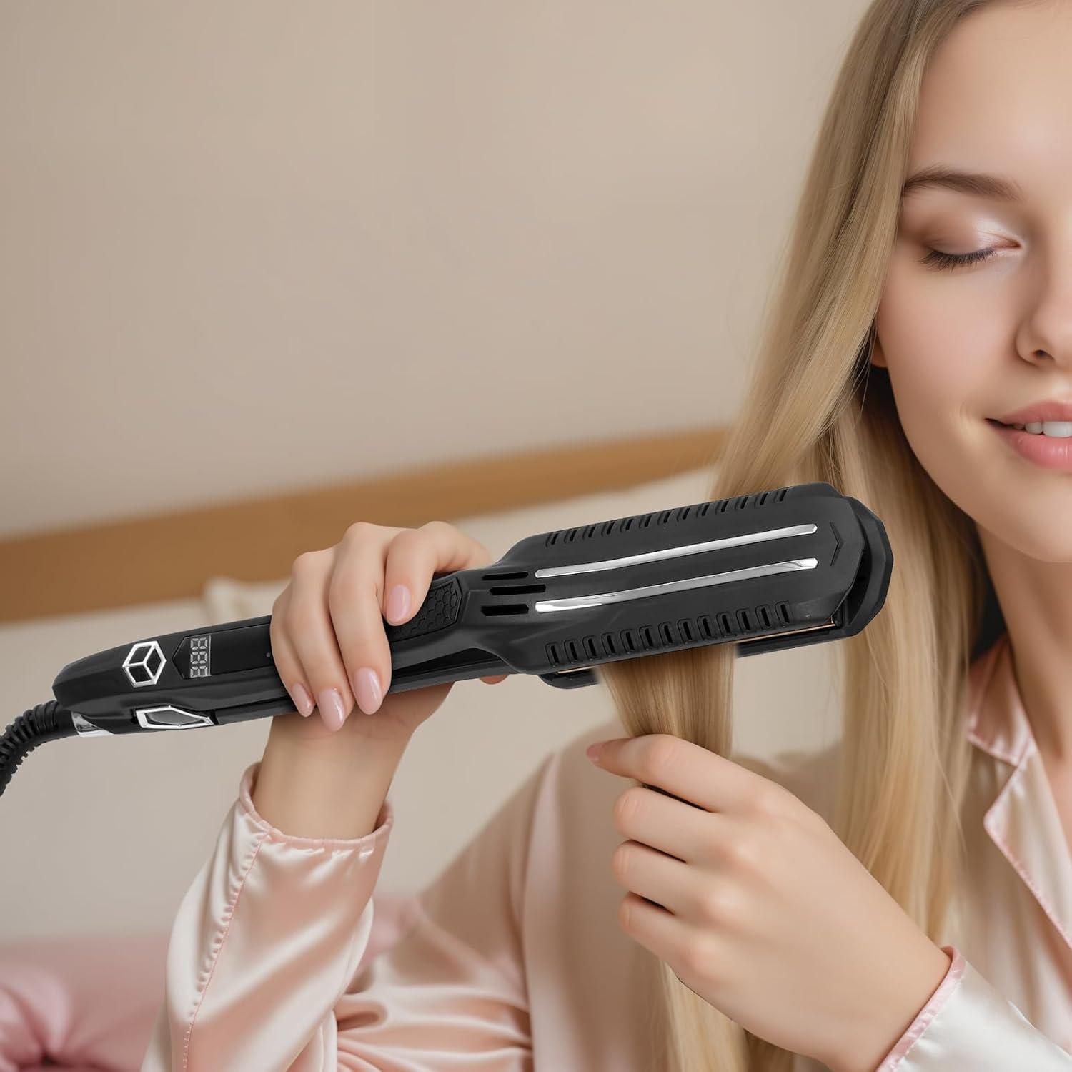 VEVOR 1.5-inch Titanium Flat Iron LCD Dual Infrared 19 Temp Levels - Image 8