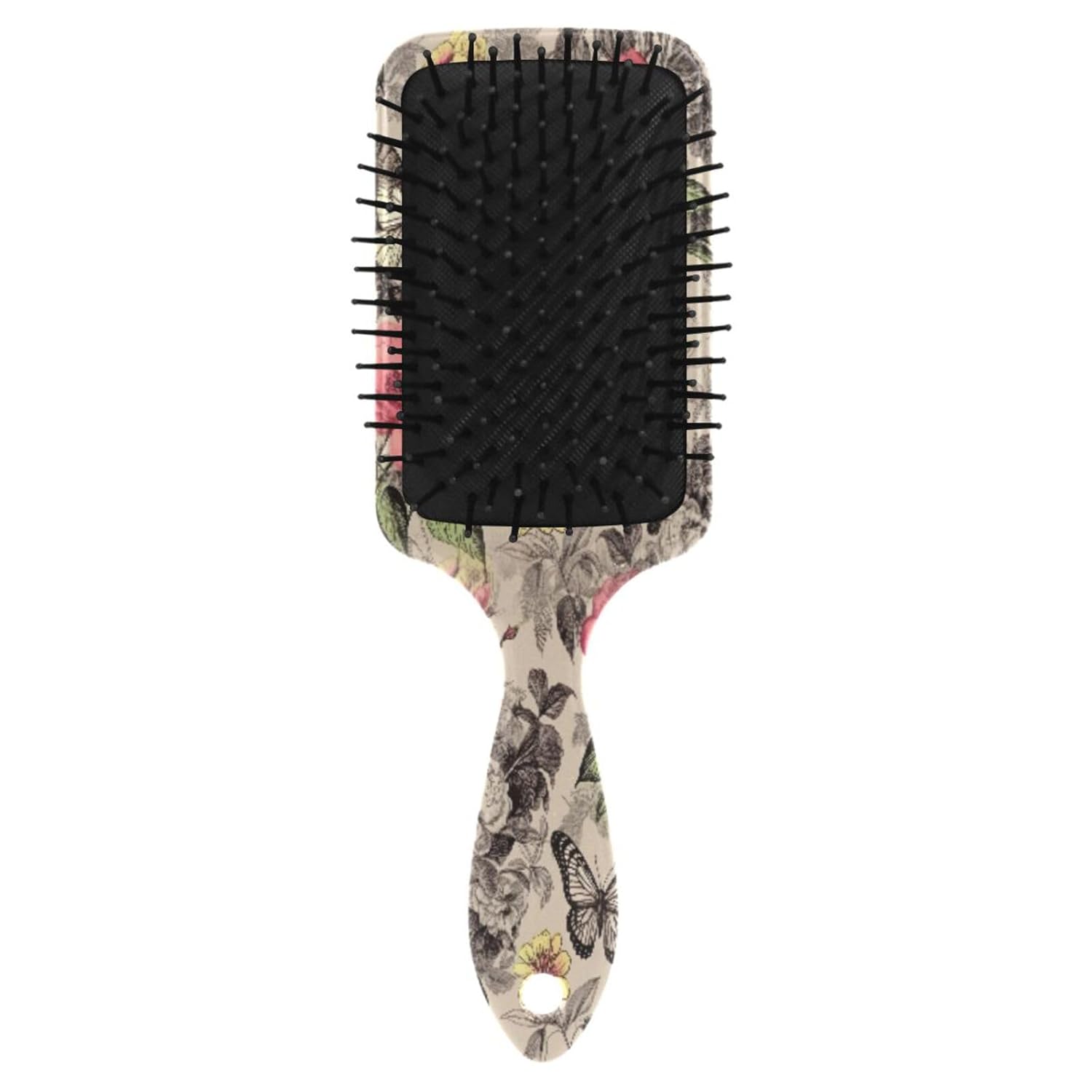 Vintage Butterfly Floral Hair Brush for All Hair Types, Soft Paddle Detangler - Image 2