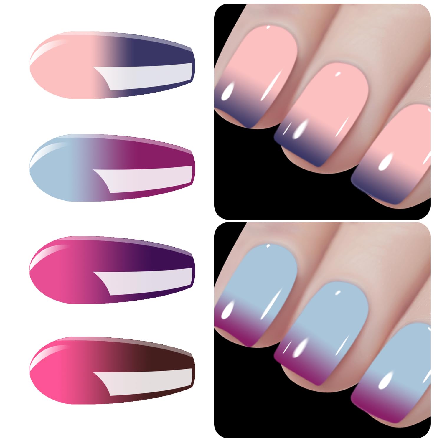 Vishine 4 Color Changing Thermal Gel Nail Polish Set Soak Off UV LED - Image 4