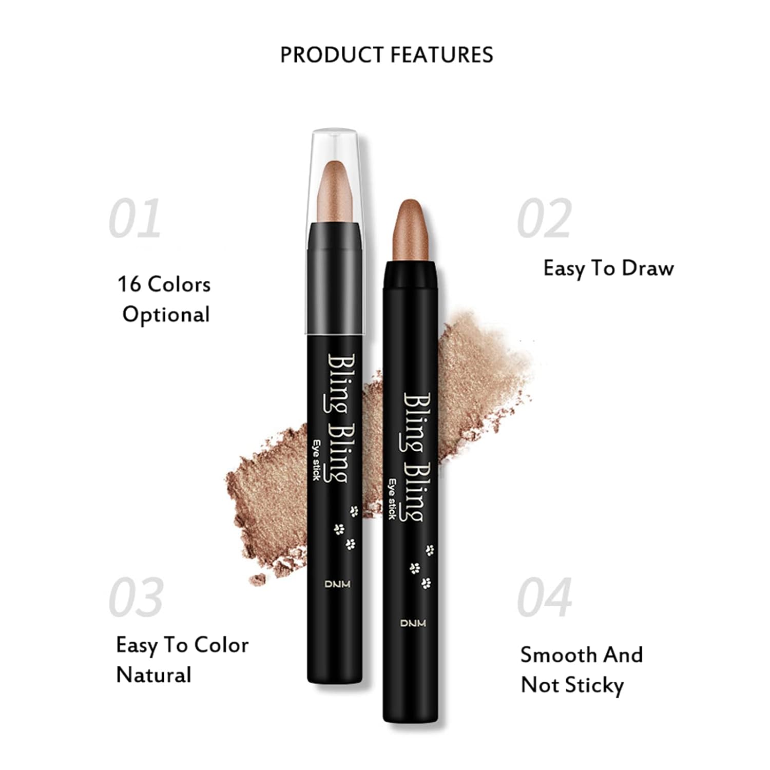 VolksRose 16-Color Waterproof Shimmer Cream Eyeshadow Stick Set for Women - Image 5