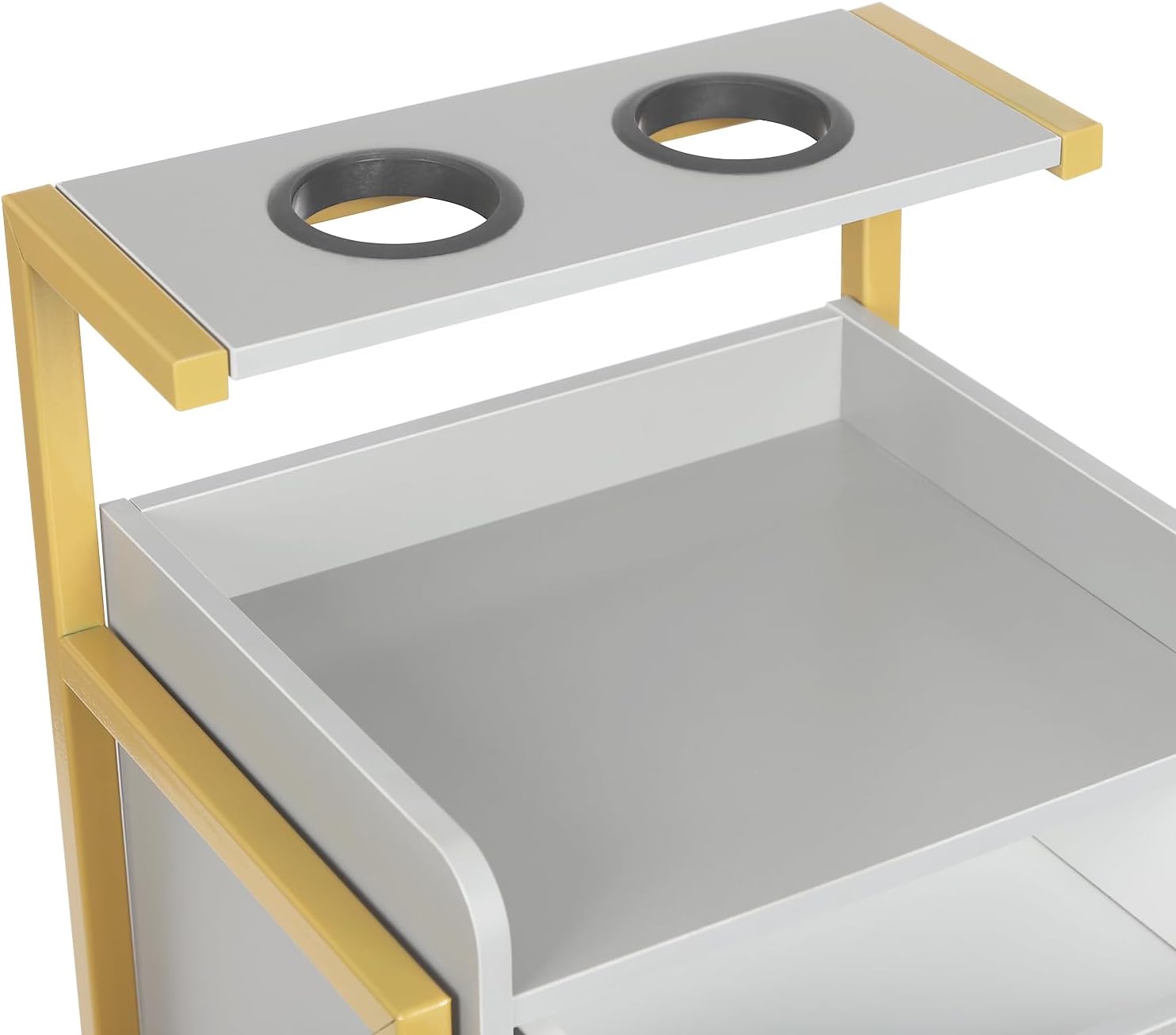 Gold and Grey Salon Workstation with 2 Drawers and Hair Dryer Holder - Image 6