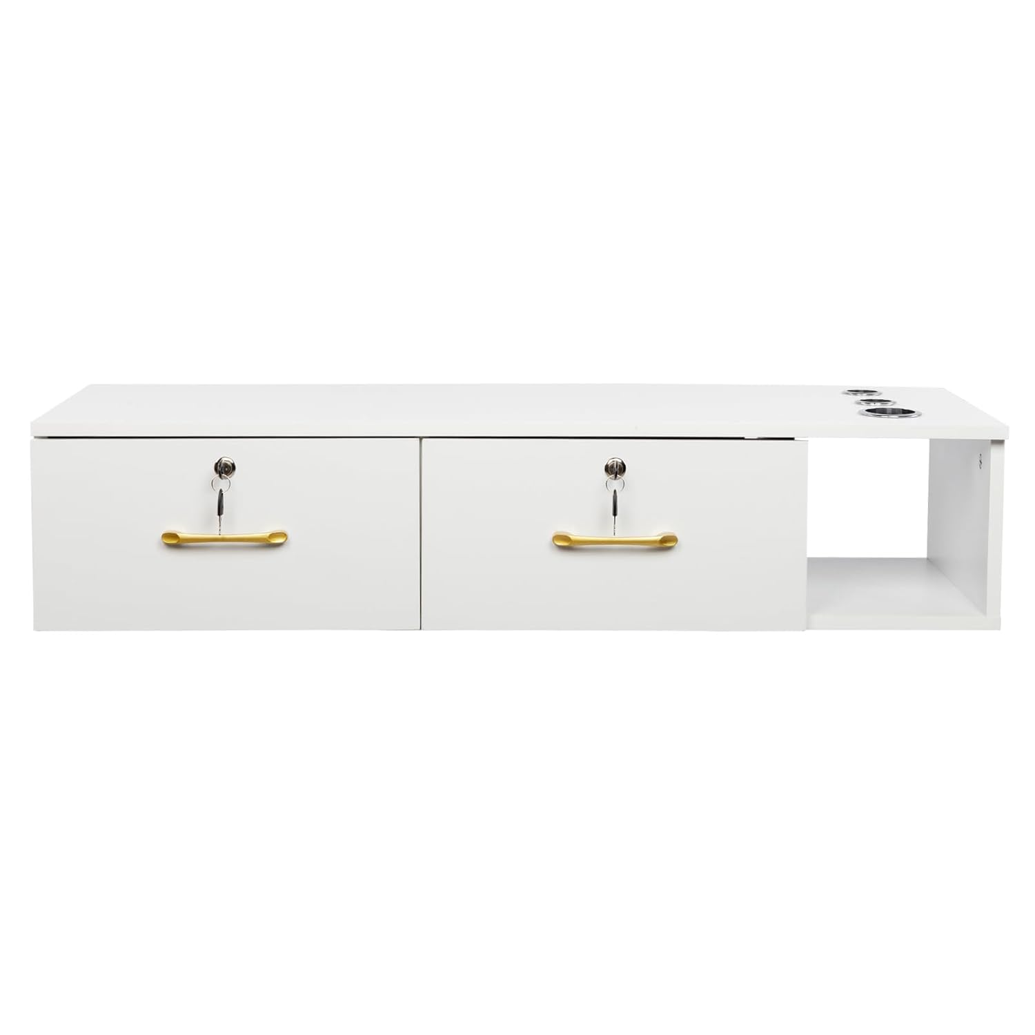 Salon Wall Mount Styling Station with 2 Locking Drawers and 3 Hair Dryer Holes - Image 4