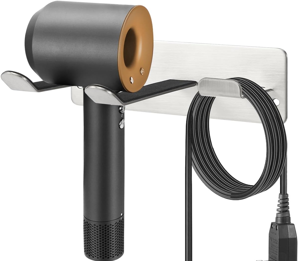 Silver 304 Stainless Steel Wall Mounted Hair Dryer Holder Rack for All Dryers - Image 2