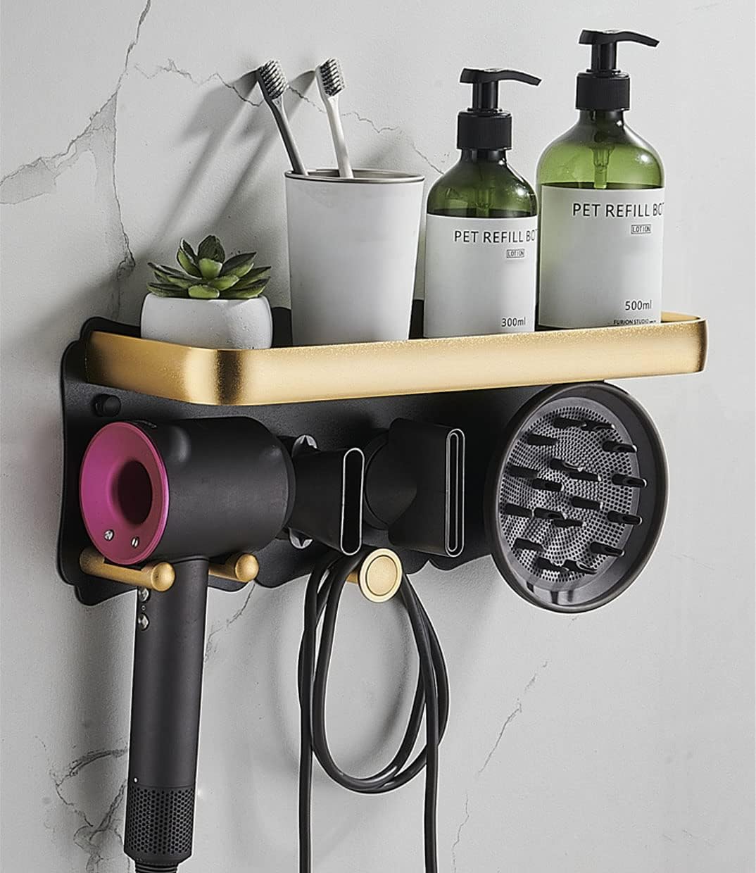 Dyson Hair Dryer Wall Mount with Storage Shelf for Accessories and Bathroom Organizer - Image 7