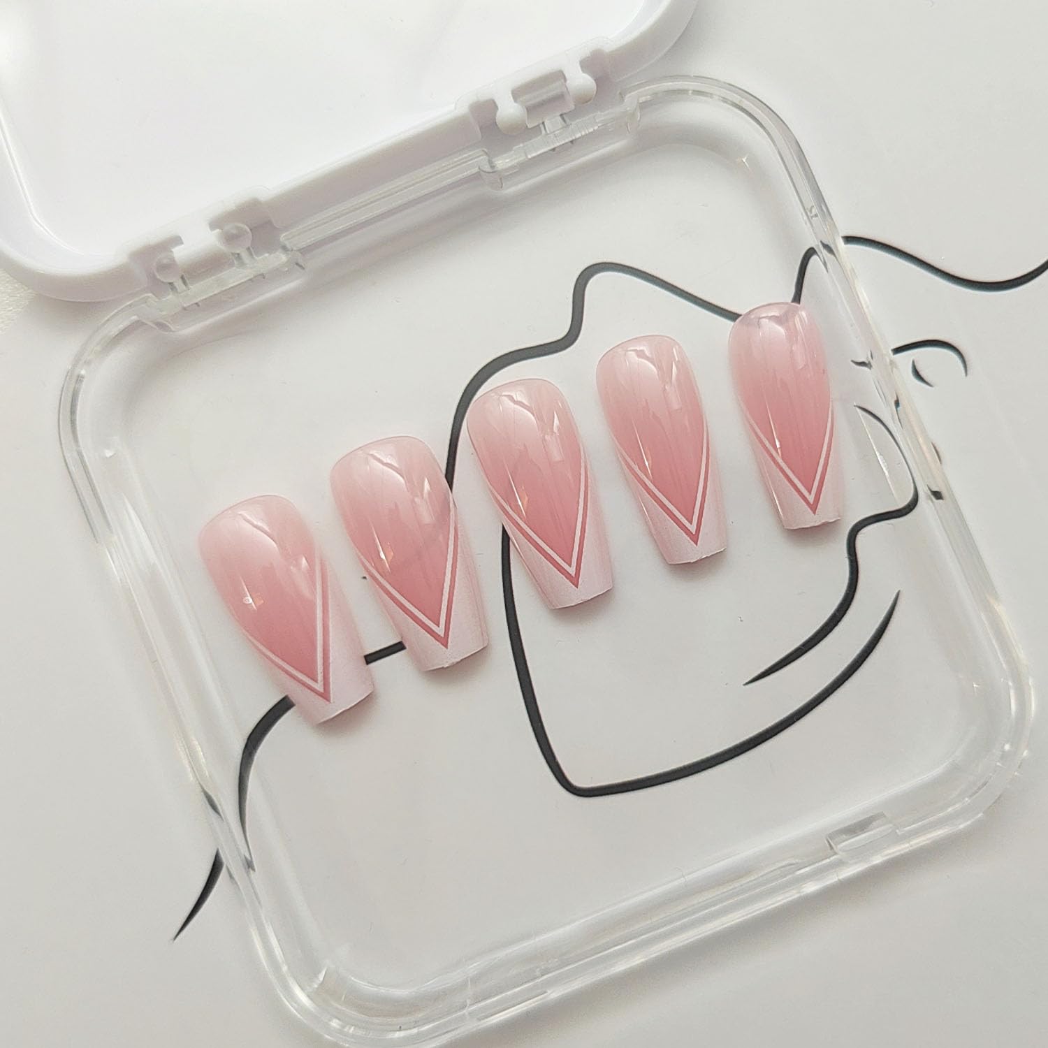Medium Glossy White French Tip Acrylic Press on Nails 24 Pcs for Women - Image 3