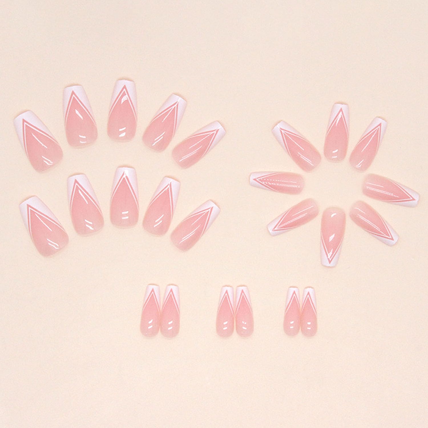 Medium Glossy White French Tip Acrylic Press on Nails 24 Pcs for Women - Image 5