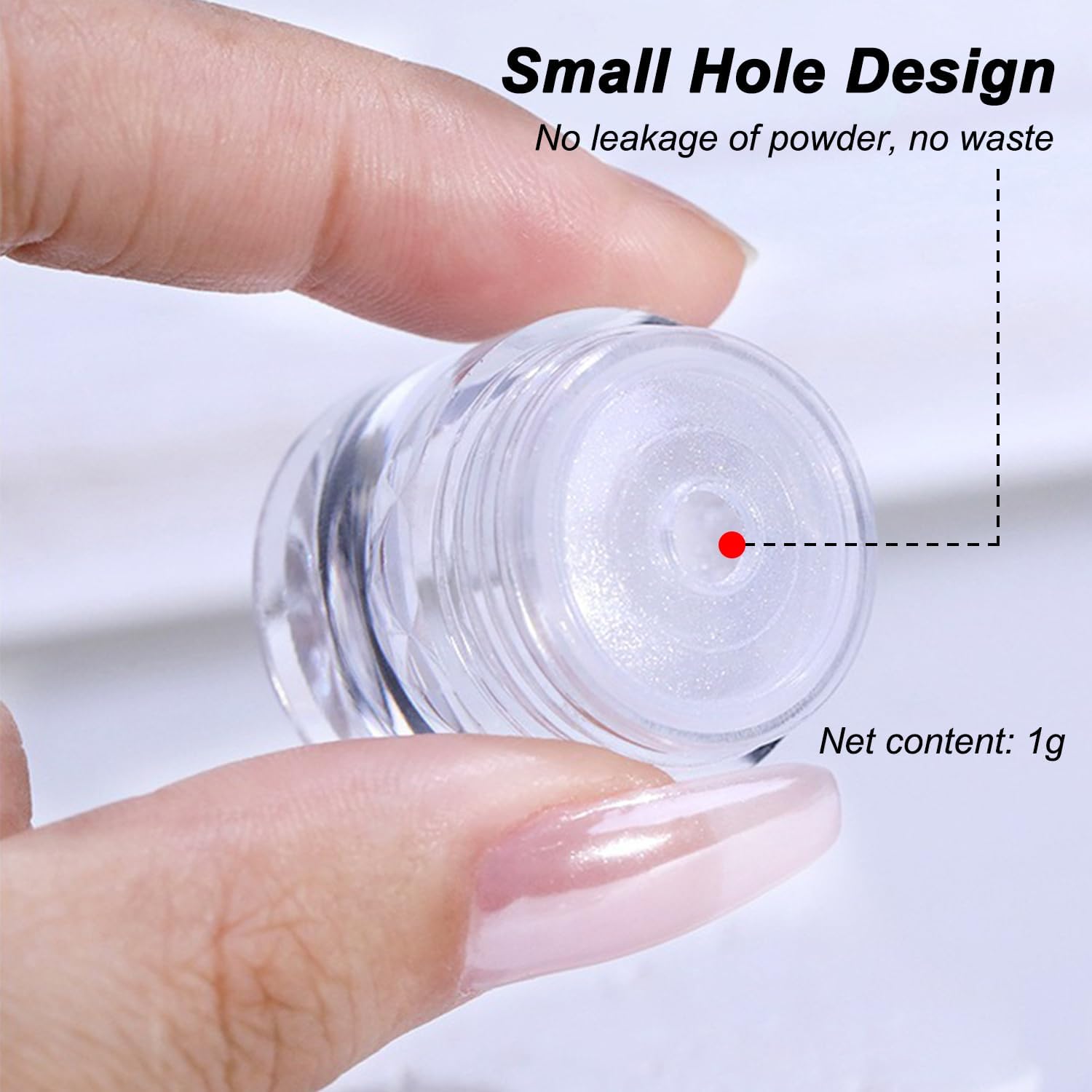 White Pearl Chrome Nail Powder 1g Gel Nails Mirror Effect High Gloss - Image 3