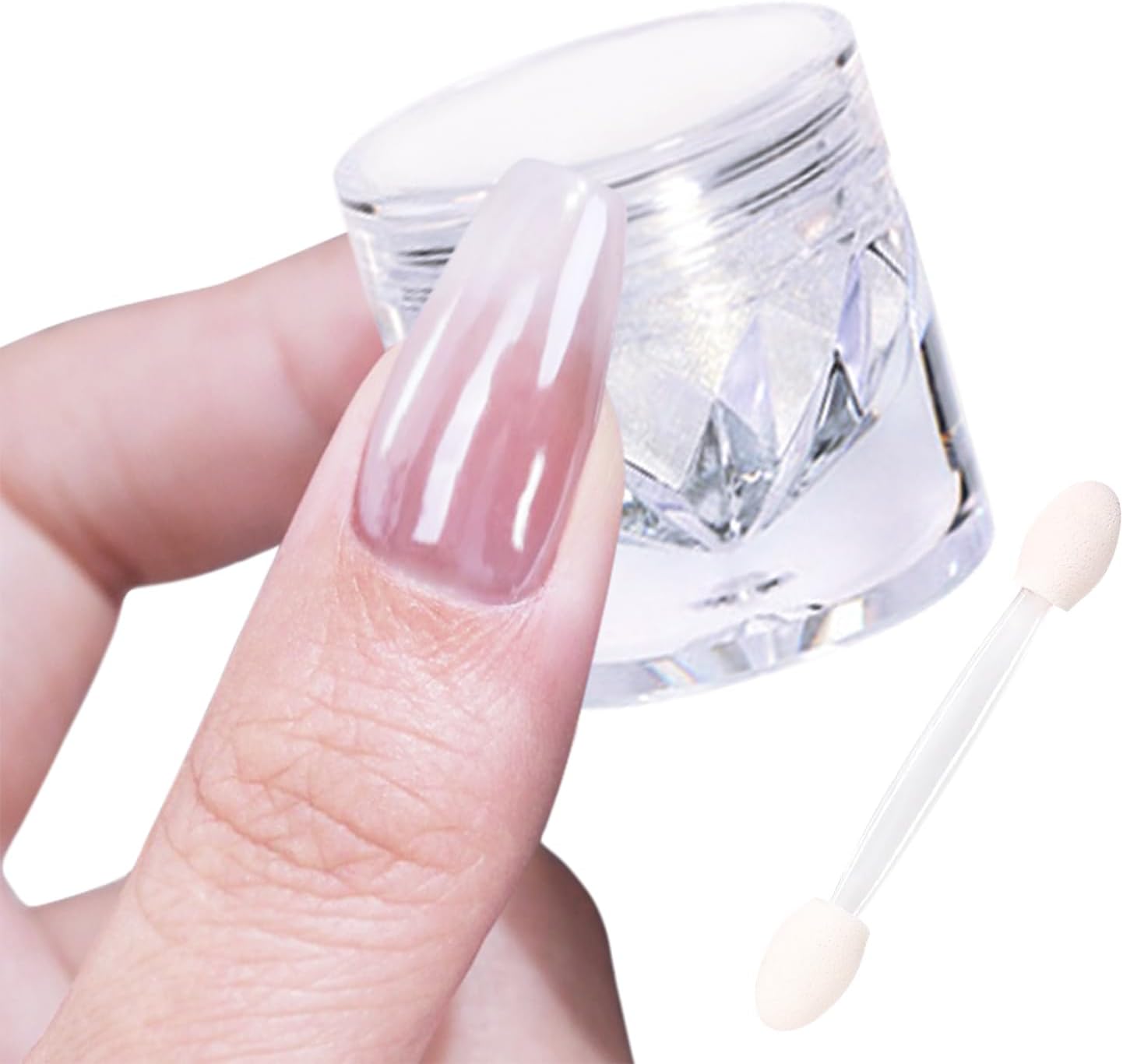 White Pearl Chrome Nail Powder 1g Gel Nails Mirror Effect High Gloss - Image 7