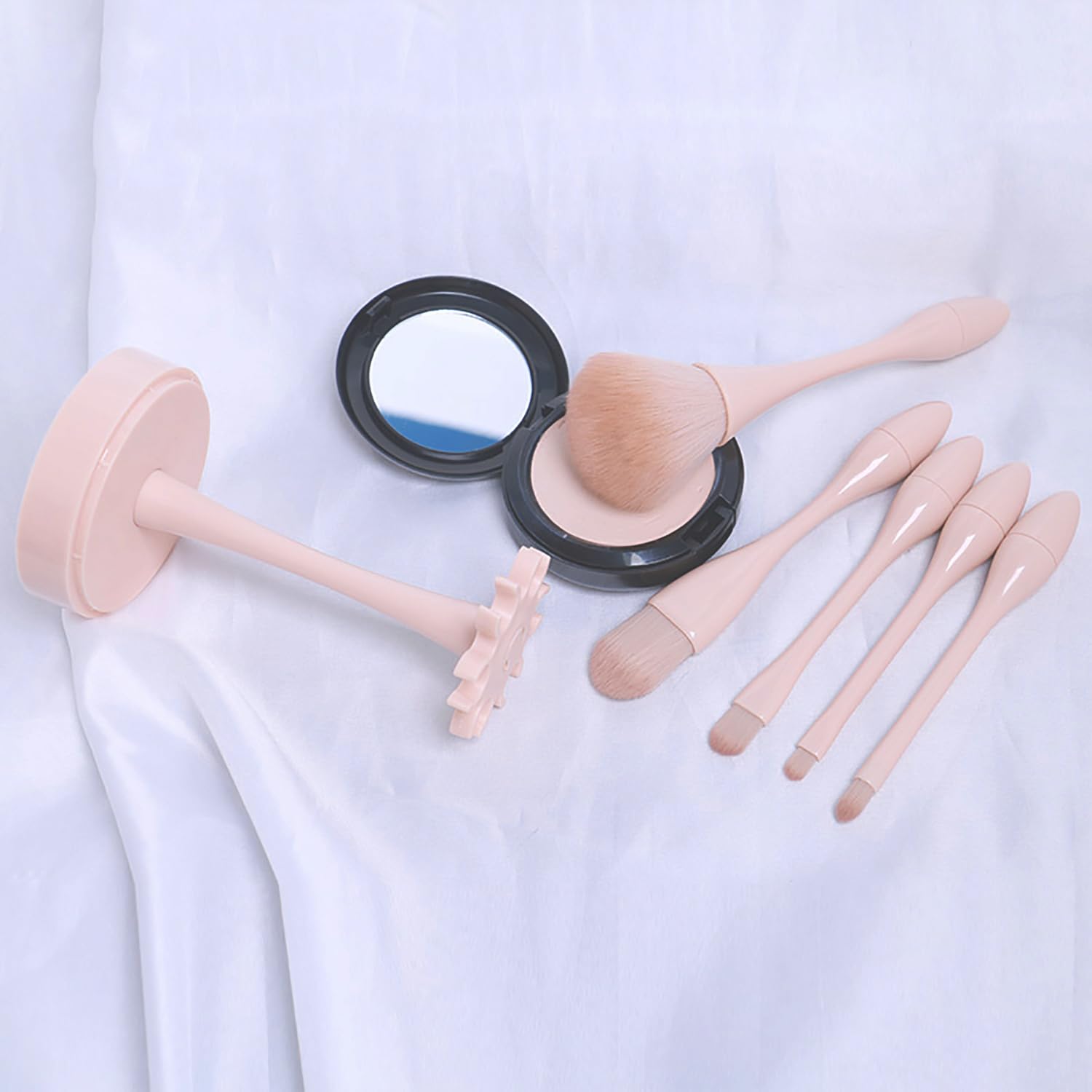 WOKOTO 5pc Peach Pink Nail Art & Makeup Dust Brush Set - Image 8