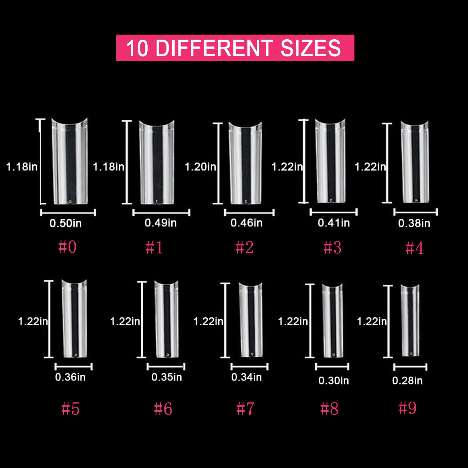 XL No C Curve Square Nail Tips 500pcs Clear Acrylic Tapered Half Cover Nails with Case - Image 5