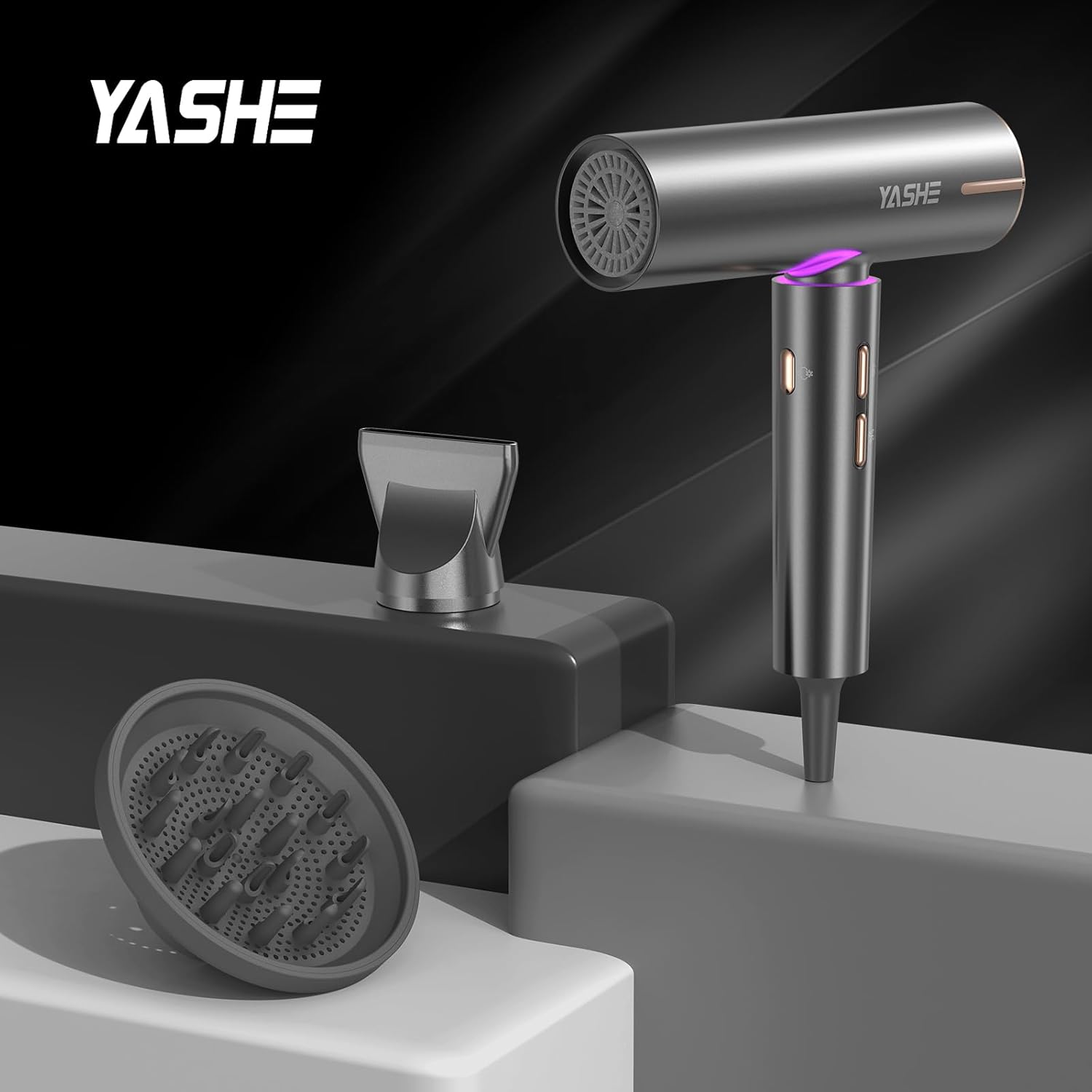 YASHE 1400W Lightweight Hair Dryer with Diffuser, 4 Heat Settings, Brushless Motor - Image 8
