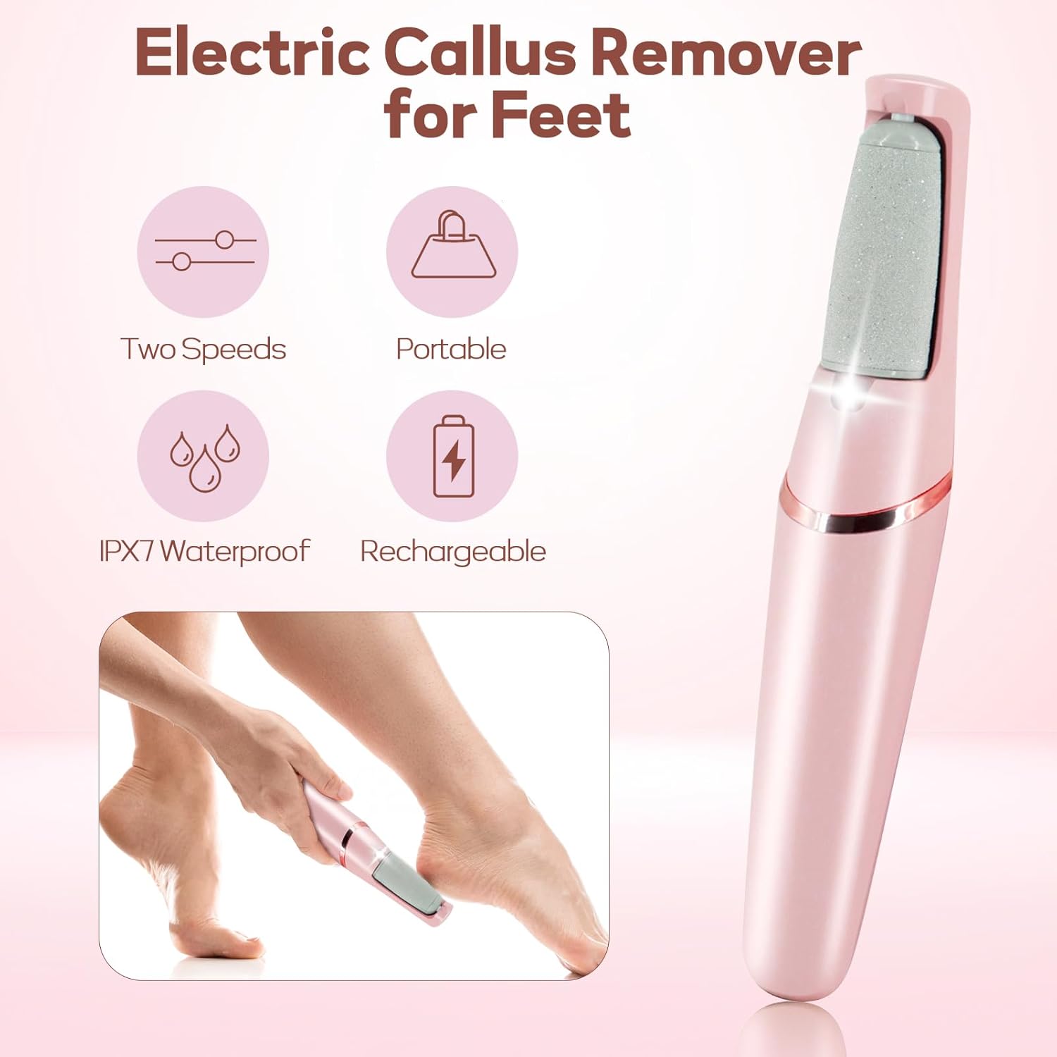 ZABOUL Rechargeable Electric Foot Callus Remover for Smooth Feet Care Pedicure Tool, Gentle Exfoliation - Image 2