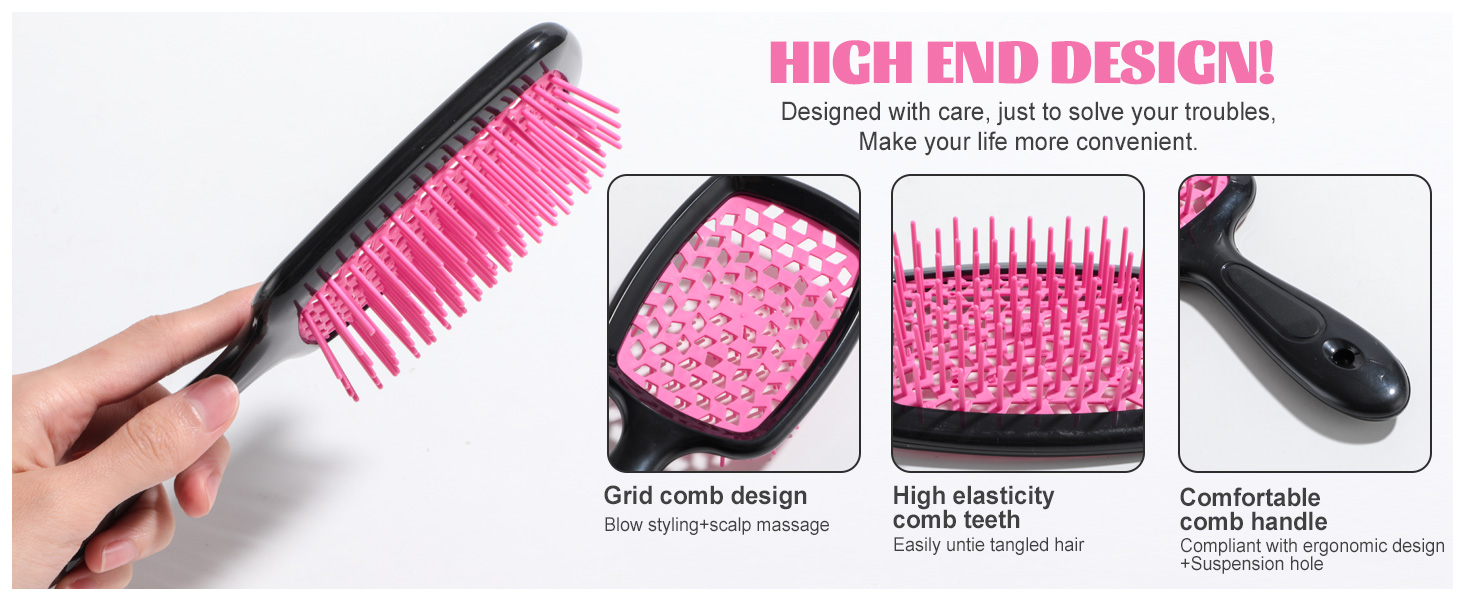 Detangling Hair Brush Oneleaf Hairdressing Comb, Long-Handle Hair Brush