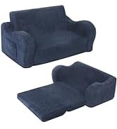 MOMCAYWEX Kids Extra Wide Chairs for Toddler, 2-in-1 Toddler Soft Sherpa Couch Fold Out, Converti...