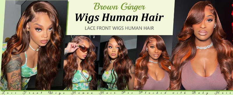 brown ginger wigs human hair