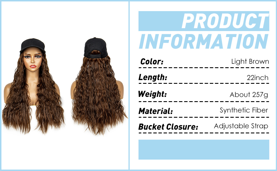 Baseball Cap Wig with Light Brown Wavy Hair Wigs for Women Daily Wear Black Hat Wig