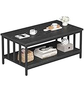 Coffee Table for Living Room with Slatted Sides Frame, Modern Farmhouse Living Room Table with 2-...