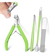 Cuticle Trimmer with Cuticle Pusher, Cutter Cuticle and Glass Rub, 4 PCS Green Nail Cuticle Nippe...