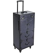 SEANESZTI 3 in 1 Rolling Makeup Train Case, Aluminum Professional Makeup Travel Organizer, Makeup...