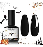modelones Gel Nail Polish, 1 Pcs 15 ML Black Gel Polish Pure Black Nail Polish Fall Color Gel Pol...