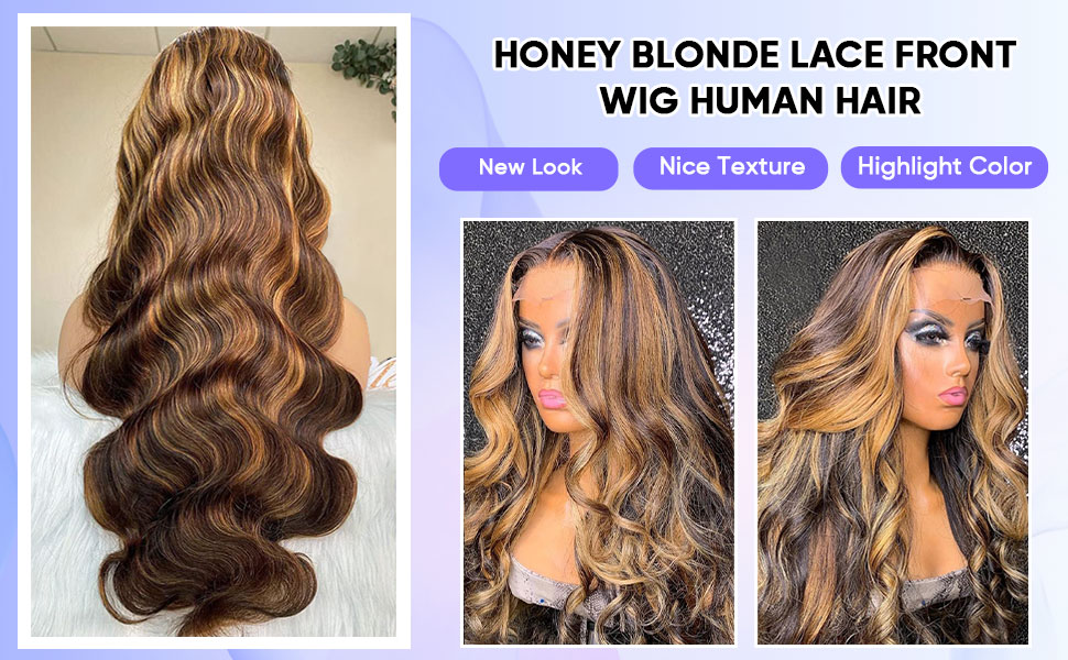 honey blonde lace front wig human hair