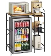 Yuyetuyo Mini Fridge Stand with Storage Shelves, Wine Cabinet, Microwave Stand, Coffee Bar, TV St...