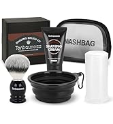 Travel Shaving Brushes Kit For Men, 5 In 1 Shaving Brush Set With Nylon Bristle Shave Brush, Shav...