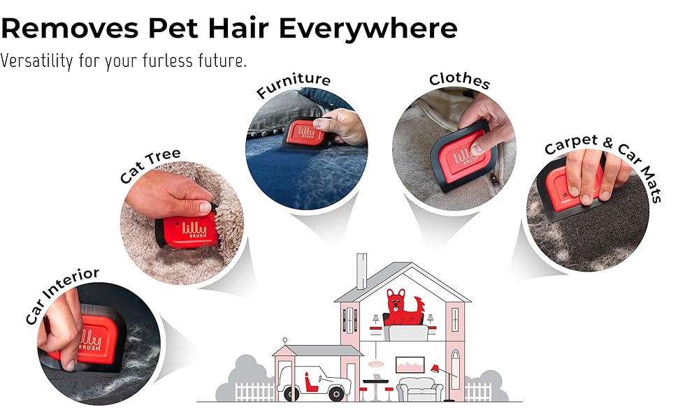 Removes pet hair everywhere car interior cat tree furniture clothes carpet car mats